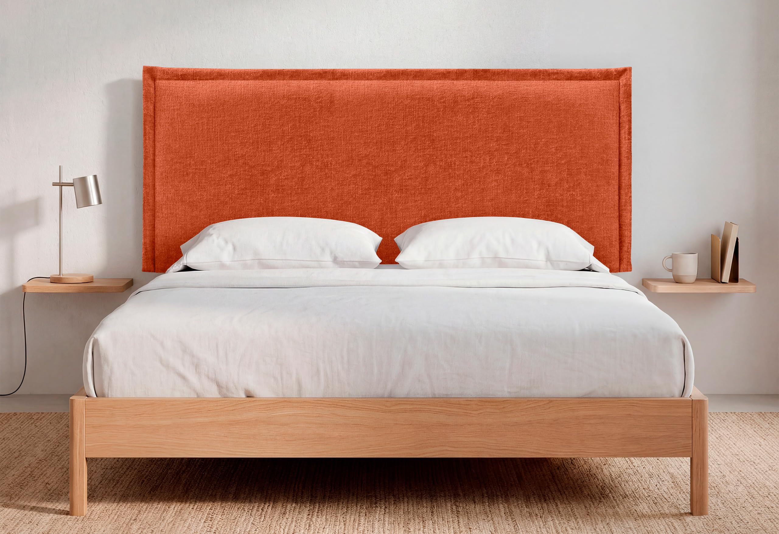 DHOME Cabecero Tapizado de Lana Ecológica Premium con Ribete para Pared Acústicos Absorbentes Cabezal Cama Dormitorio Moderno Top (Naranja, 4cm Gr., 70cm Al., 80cm)