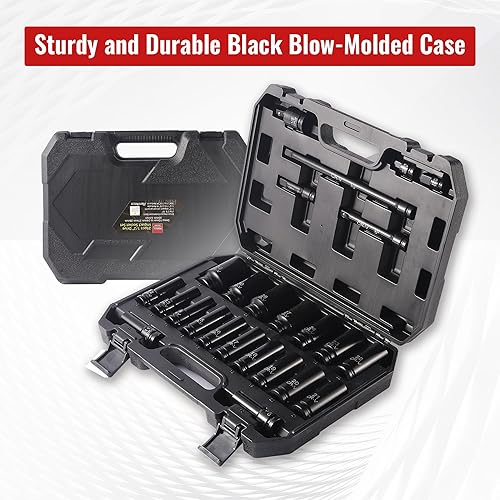 Miniatura 46 de Juego de 64 piezas de llaves de 3/8 pulgadas, SAE (5/16"-1") y métricas (0.236 in-0.945 in), profundas y superficiales, llave de trinquete de 72