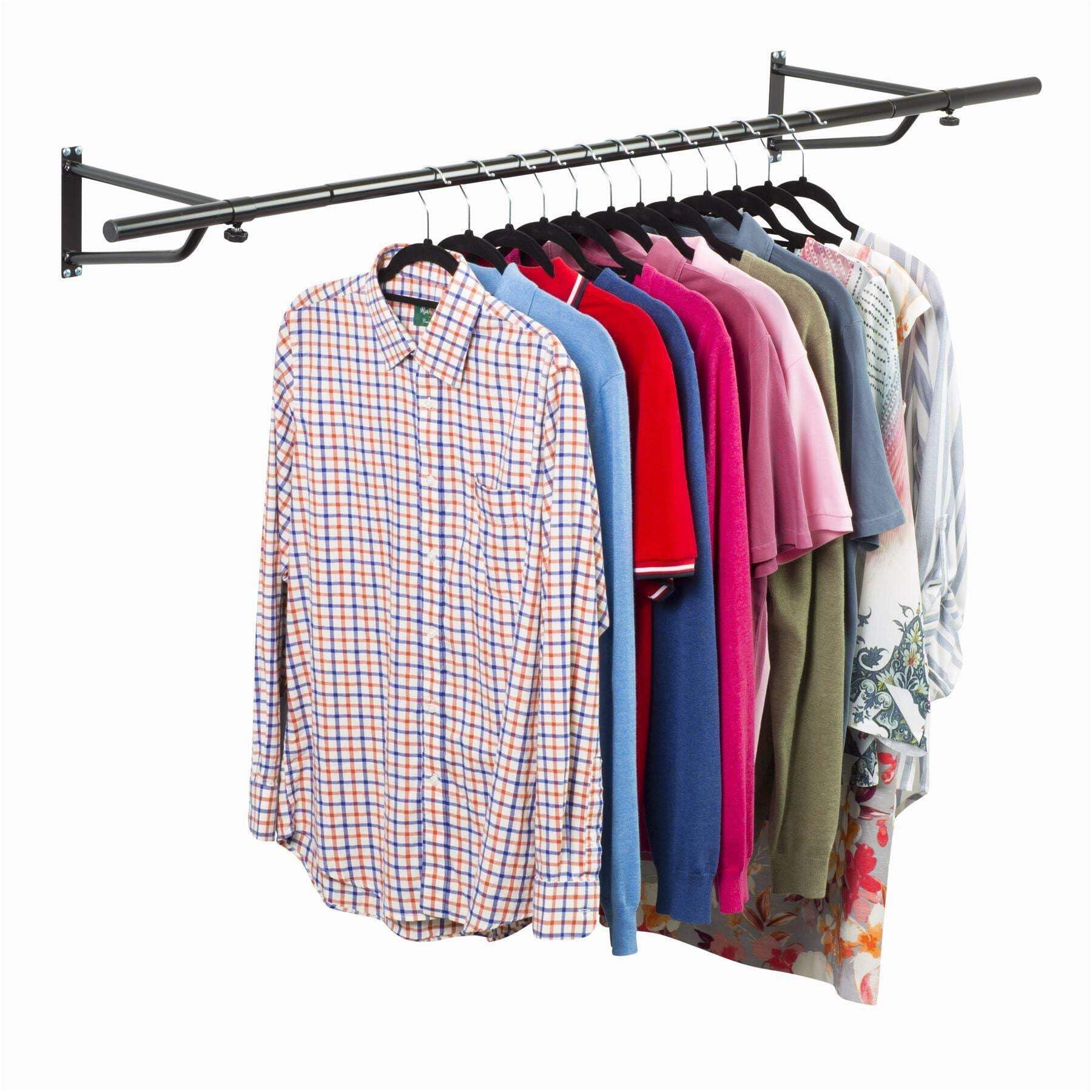 House of Home Black 6ft Wall-Mounted Clothes Rail - Steel - 25mm Tube Diameter