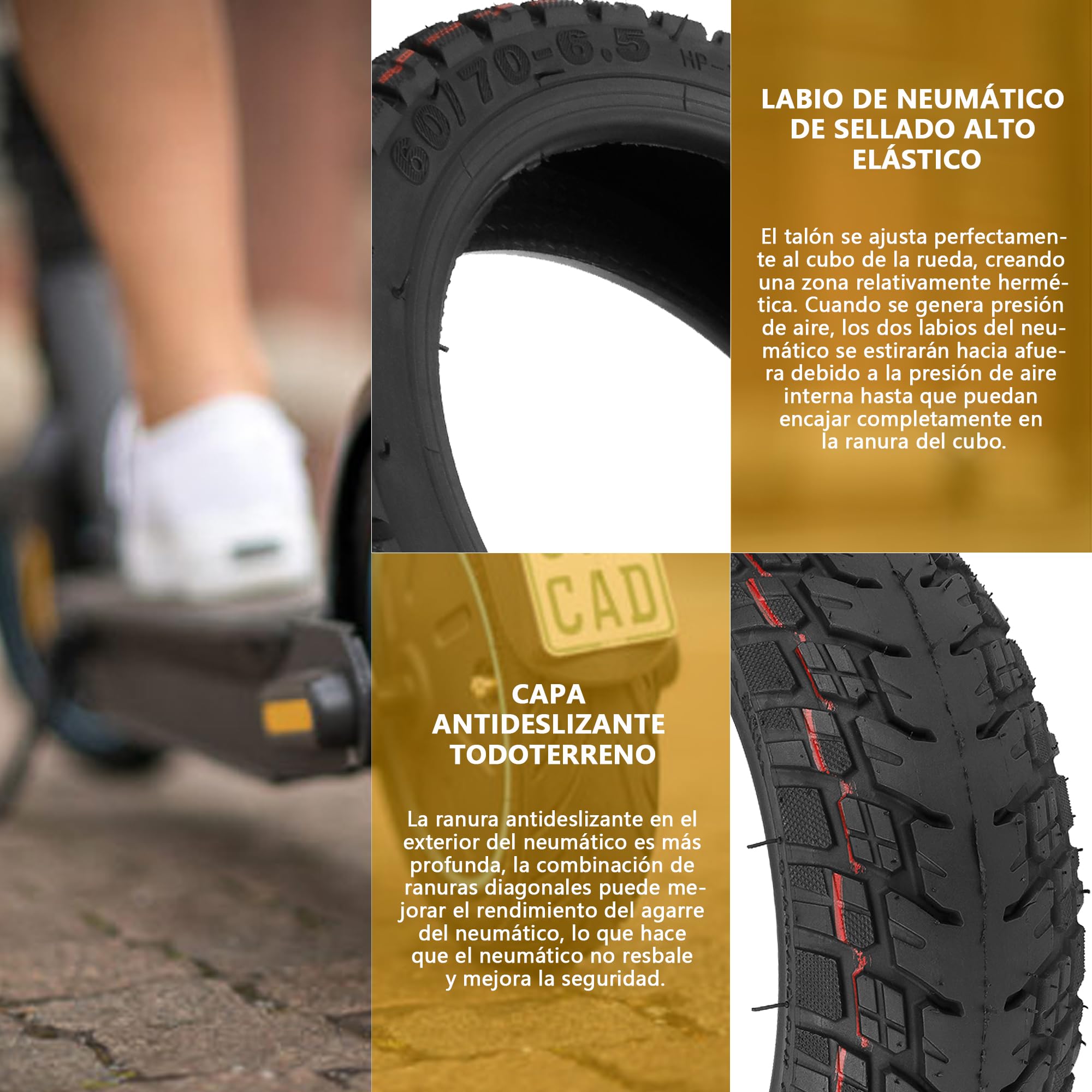 Neumáticos sin cámara 60/70-6,5 para Xiaomi 5/5 Pro/5 Max, para Ninebot MAX G30D 2/F2 Pro D/E3 Pro D Scooter eléctrico, neumáticos de vacío, resistentes al desgaste, ruedas de repuesto