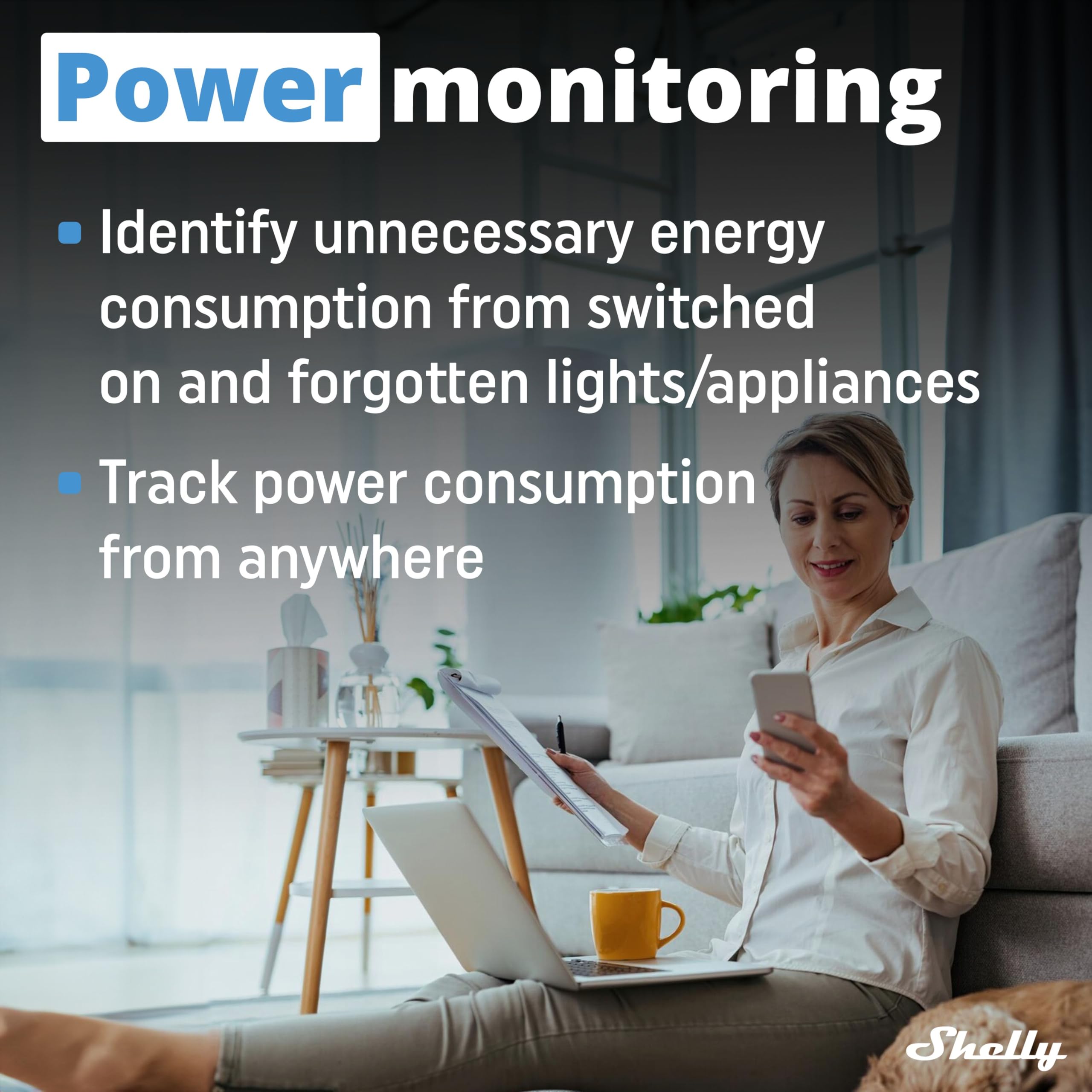 Shelly Wave PM Mini - Compteur d'énergie connecté Z-Wave, 1 canal - 16A 240 V AC, Mesure de consommation à distance par app, Actions URL & Scènes intelligentes, Passerelle Z-Wave requise