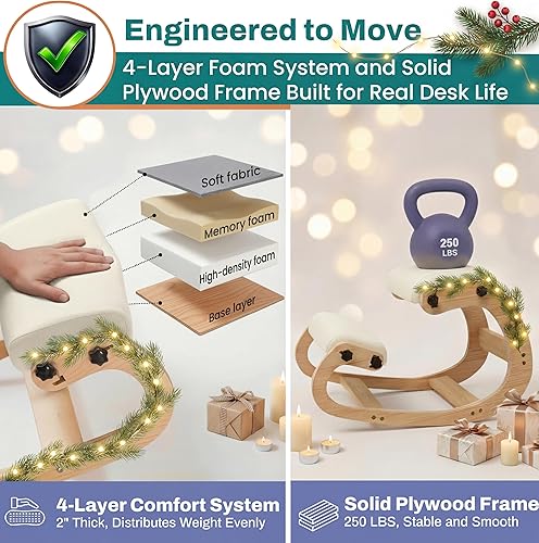 Miniatura 46 de NYPOT Silla ergonómica de rodillas con asientos ajustables, silla de rodilla para corrección de postura y taburete mecedora para escritorio - Alivio