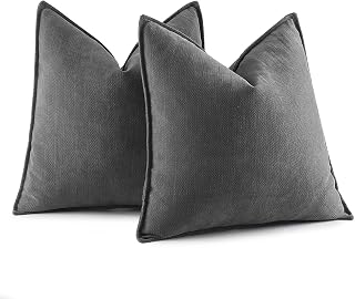 MIULEE 2er Kissenbezug 40x40 Dunkelgrau Chenille Kissenhülle zierkissen | Weiche Kissenbezüge Sofakissen dekokissen zierkissen Elegantes Design für Couch Sofa Wohnzimmer