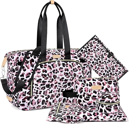 ITIEZY Bolsa de pañales tipo tote para bebé - Bolsa grande para mamá con cambiador portátil, estuche para chupete, bolsas de hospital, bolsa de