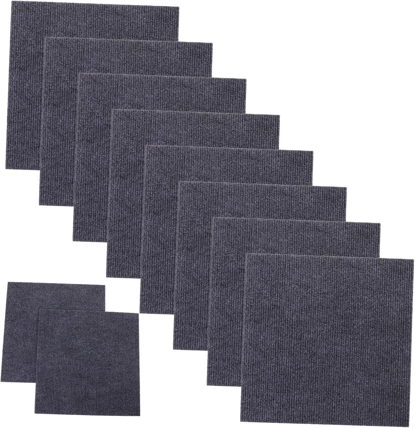 Levemolo 10pcs Self-Adhesive Peel and Stick Floor Tile Mats Slip Carpet Tiles for Home Use Easy Installation Deep Gray Removable Flooring