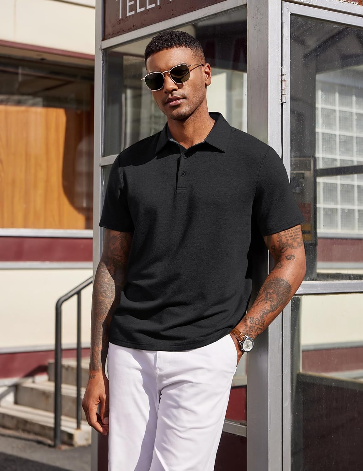COOFANDY Mens Polo Shirts Short Sleeve Casual Summer Polo Tee Classic Collared Golf Stylish Tops - Image 7
