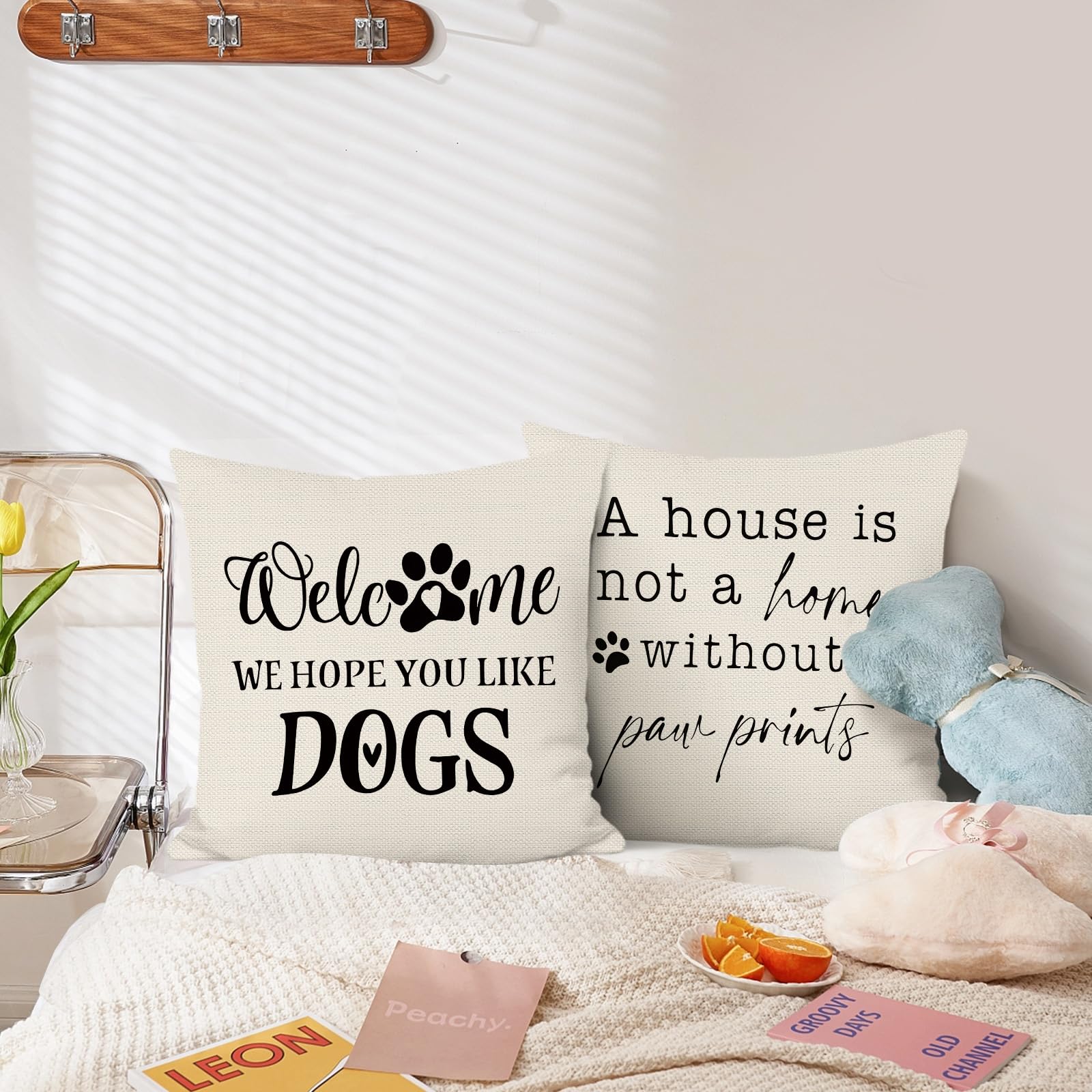 BREASOME Cushion Covers 45 x 45 cm Set of 4 Dog Design Animal Print Cushion Covers Linen Decorative Square Throw Pillow Cases for Sofa Couch Bedroom Living Room - Image 3