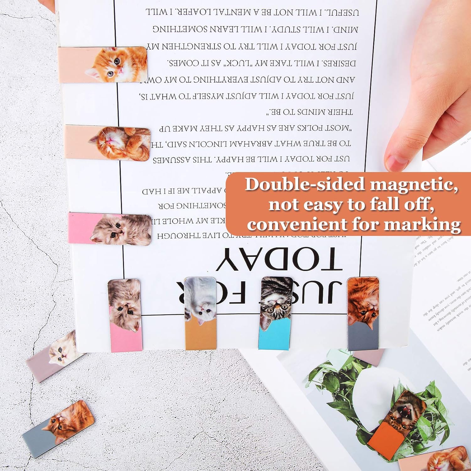 Zonon 30 Pieces Cats Magnetic Bookmarks Cute Cats Markers Pets Magnetic Page Clips Bookmark for Students Teachers School Home Office Reading Stationery, 15 Designs - Image 3
