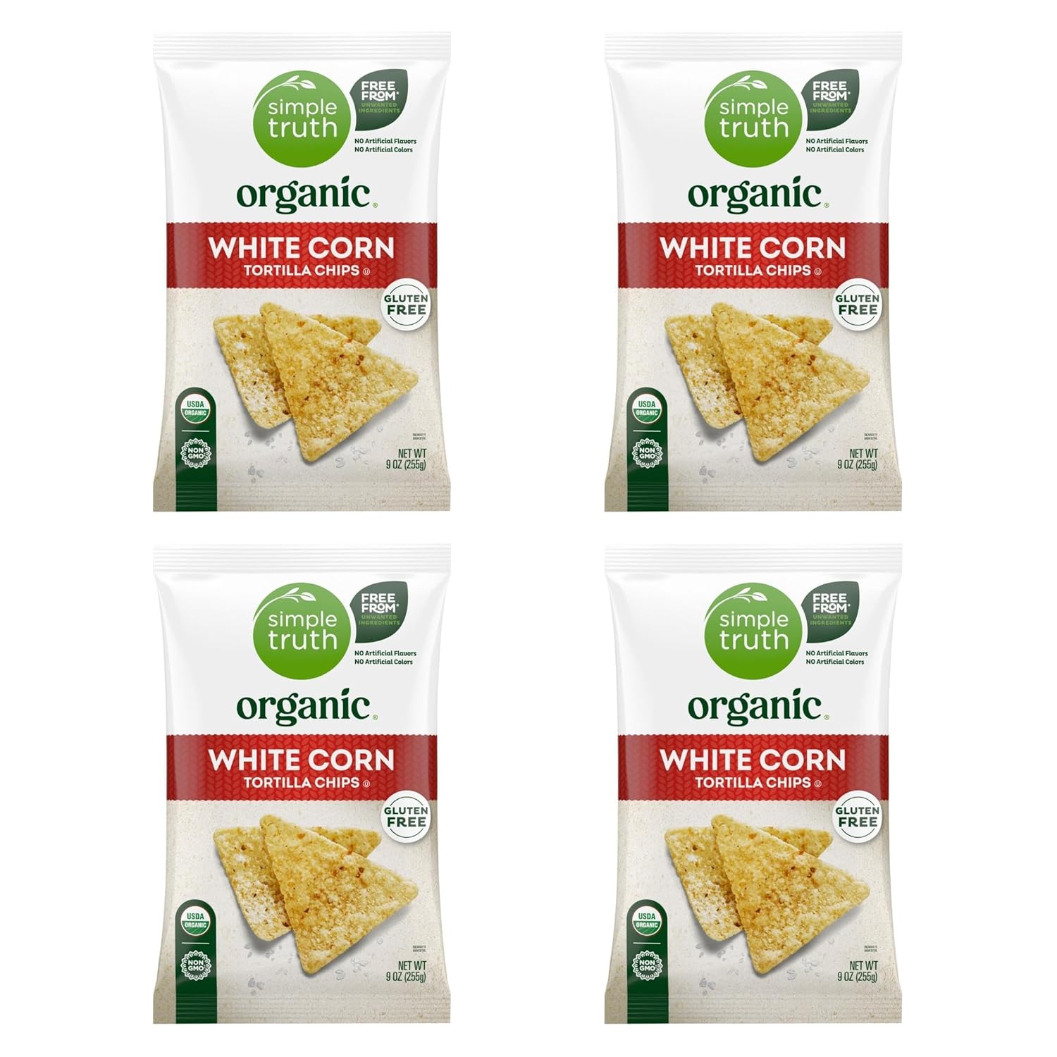 Organic Simple Truth White Corn Tortilla Chips 9 oz. (Pack of 4)