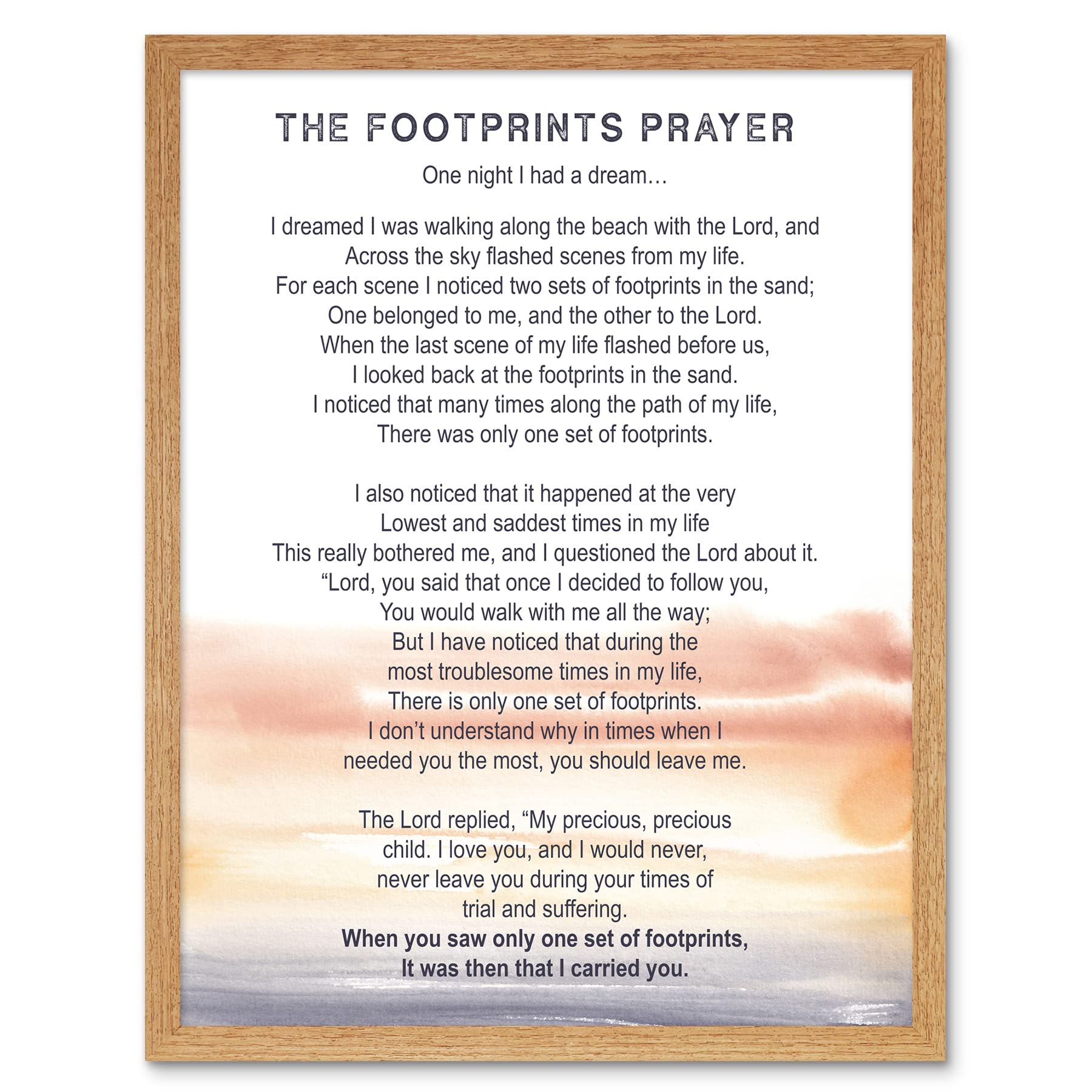 Artery8 Lord Jesus Footprints In The Sand Poem Watercolour Art Print Framed Poster Wall Decor 12x16 inch