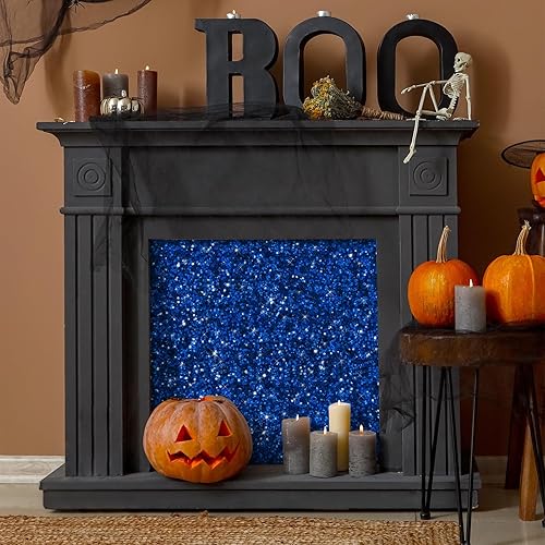 Miniatura 9 de CRE8TIVE Papel tapiz con purpurina gruesa, para despegar y pegar, color azul, para dormitorio, lentejuelas brillantes, borde de pared, papel