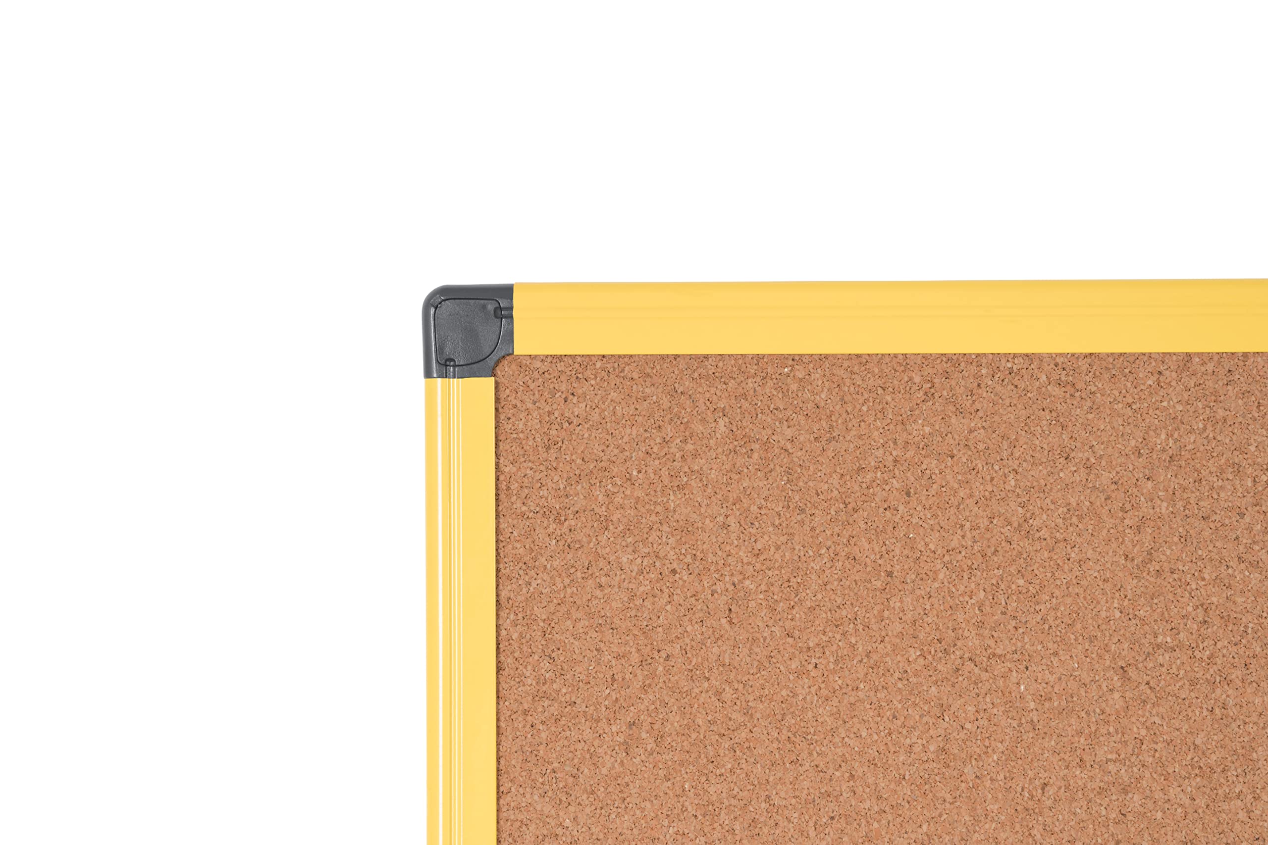 Bi-Office Lavagna Di Sughero Naturale Ultrabrite, Con Cornice In Aluminio Giallo, Robusta Bacheca Ad Alta Visibilità, 90 x 60 cm