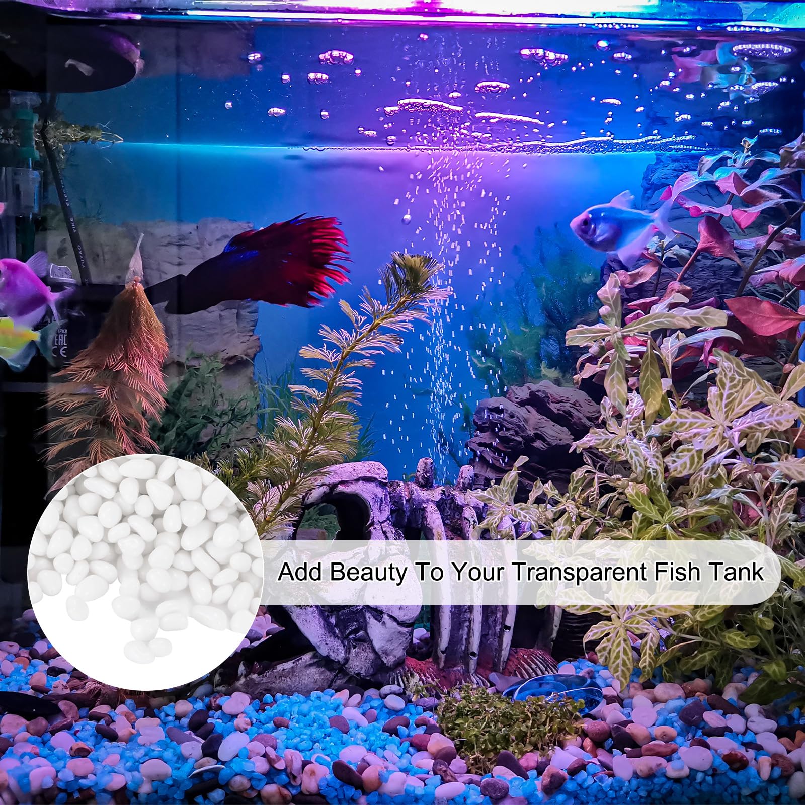 M METERXITY High Luster Round Fire Glass Beads, Glass Gems, Glass Pebbles - Image 4