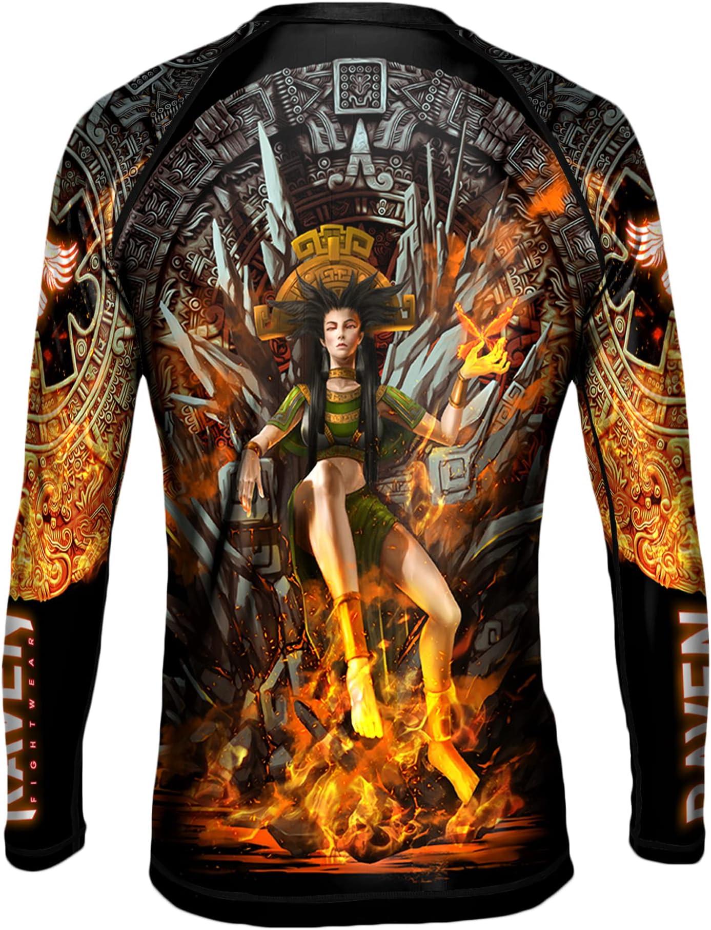 Raven FightwearWomen's Aztec Goddess of Fire Chantico BJJ Rash Guard MMA Black
