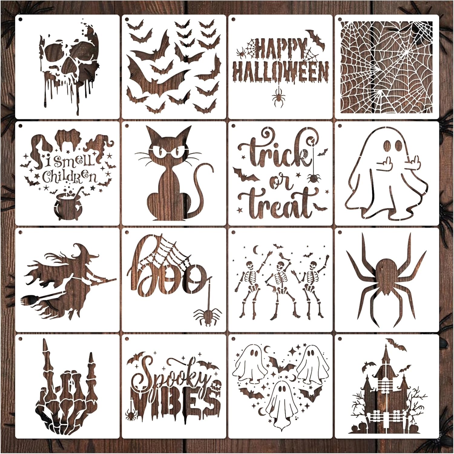 Amazon.com : Halloween Stencils for Painting on Wood Crafts, Reusable ...