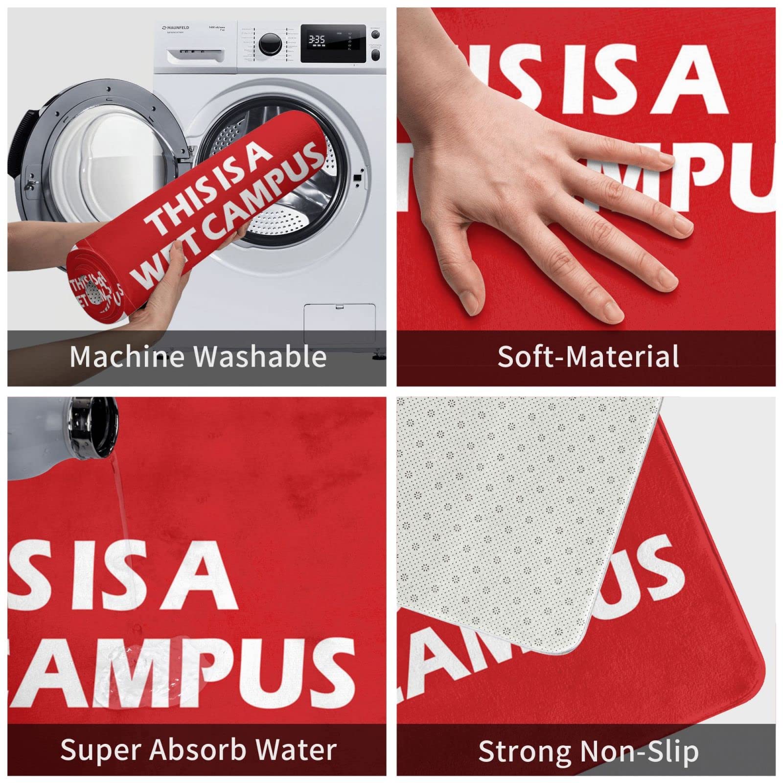 Zerbino per esterni e autunno, con scritta "This is a wet campus", divertente decorazione per patio, casa, esterni (65 x 90 cm)