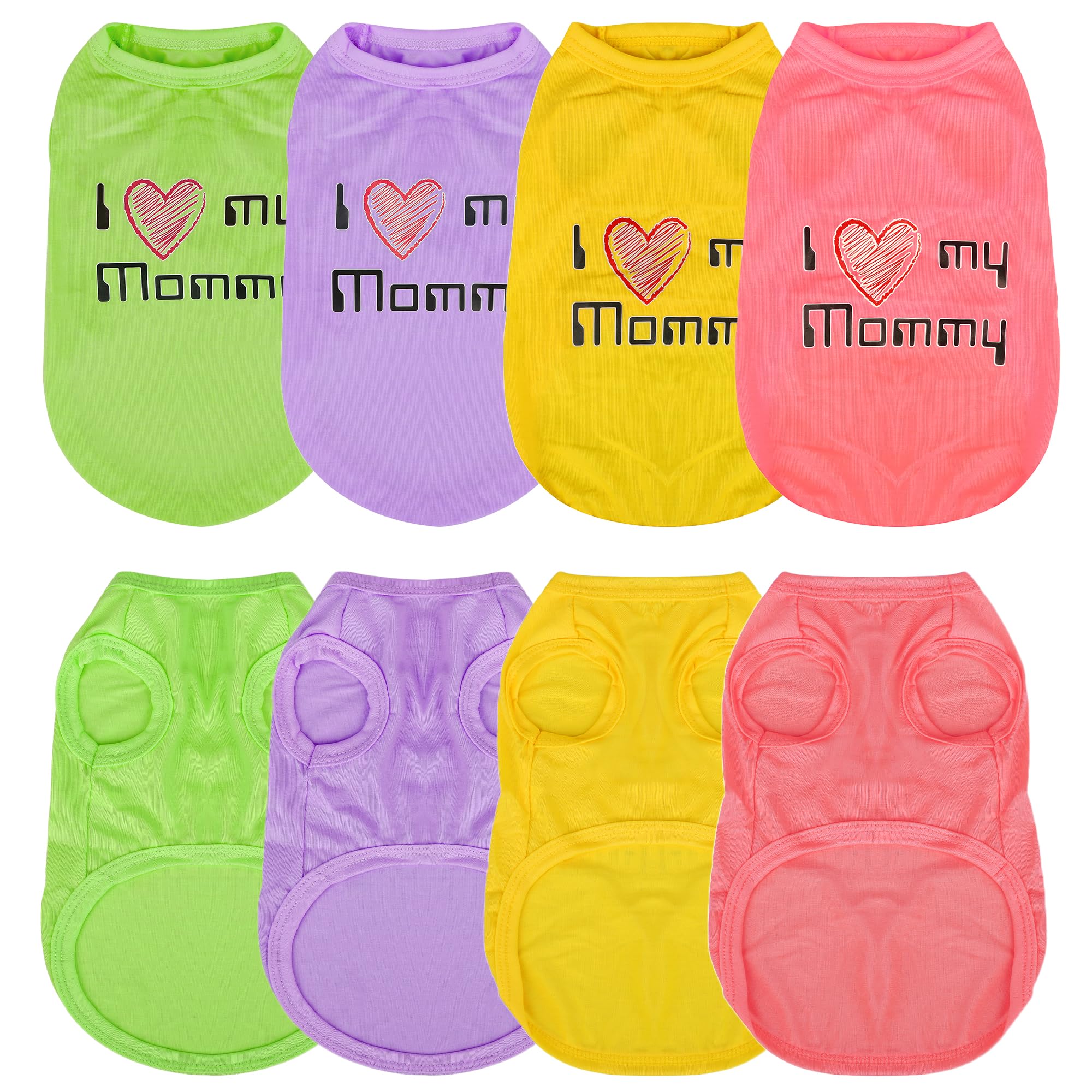 Expressive Pet Vest: 4PCS Sleeveless Dog Shirt with 'I Love My Mommy' Slogan, Ideal for Chihuahuas, Poodles, Yorkies, and More - Adorable Design,