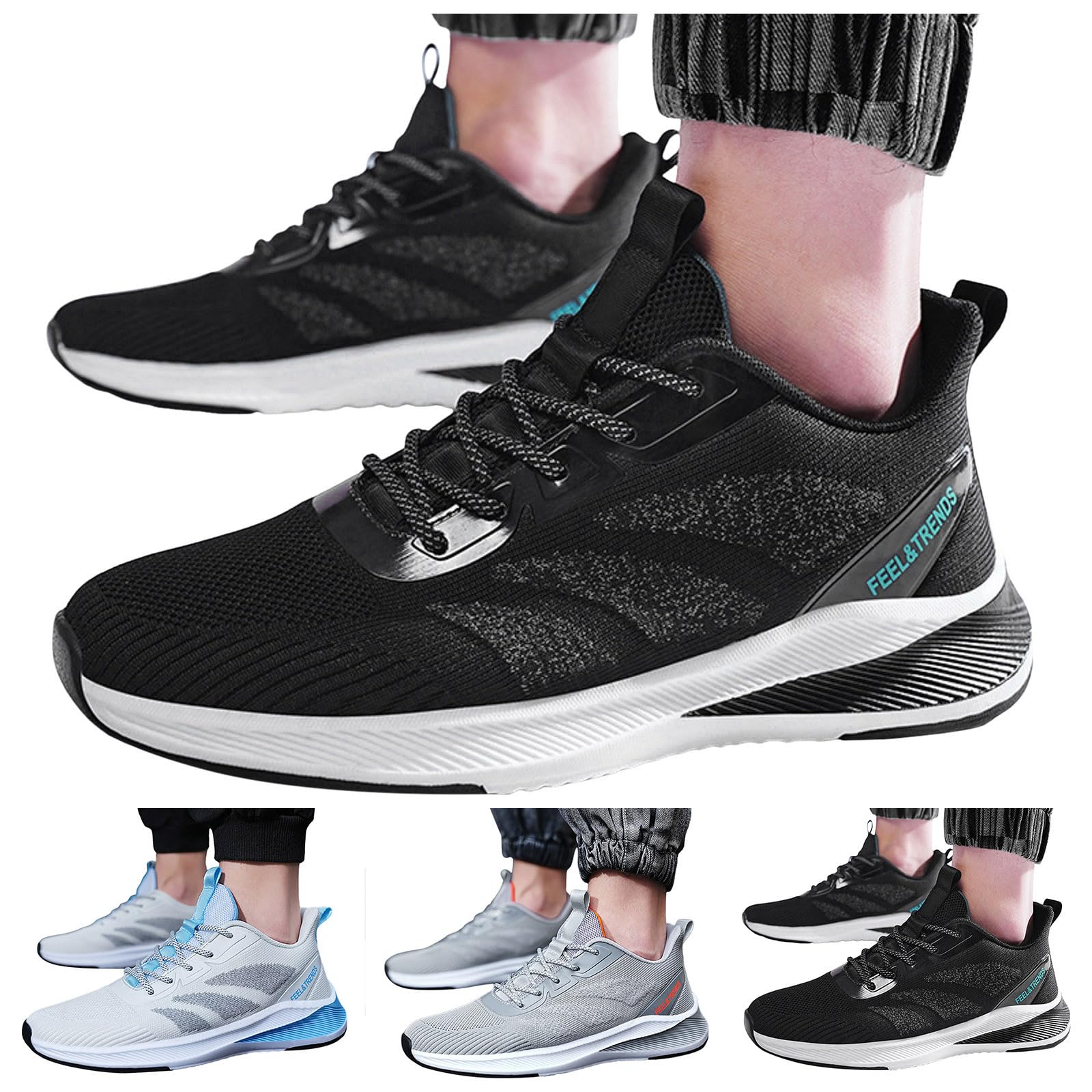Zapatillas Hombre Casual - Zapatillas Deportivas Hombre diseño Moderno con Multicolor Tejido Transpirable Calzado Casual atlético para Uso Diario