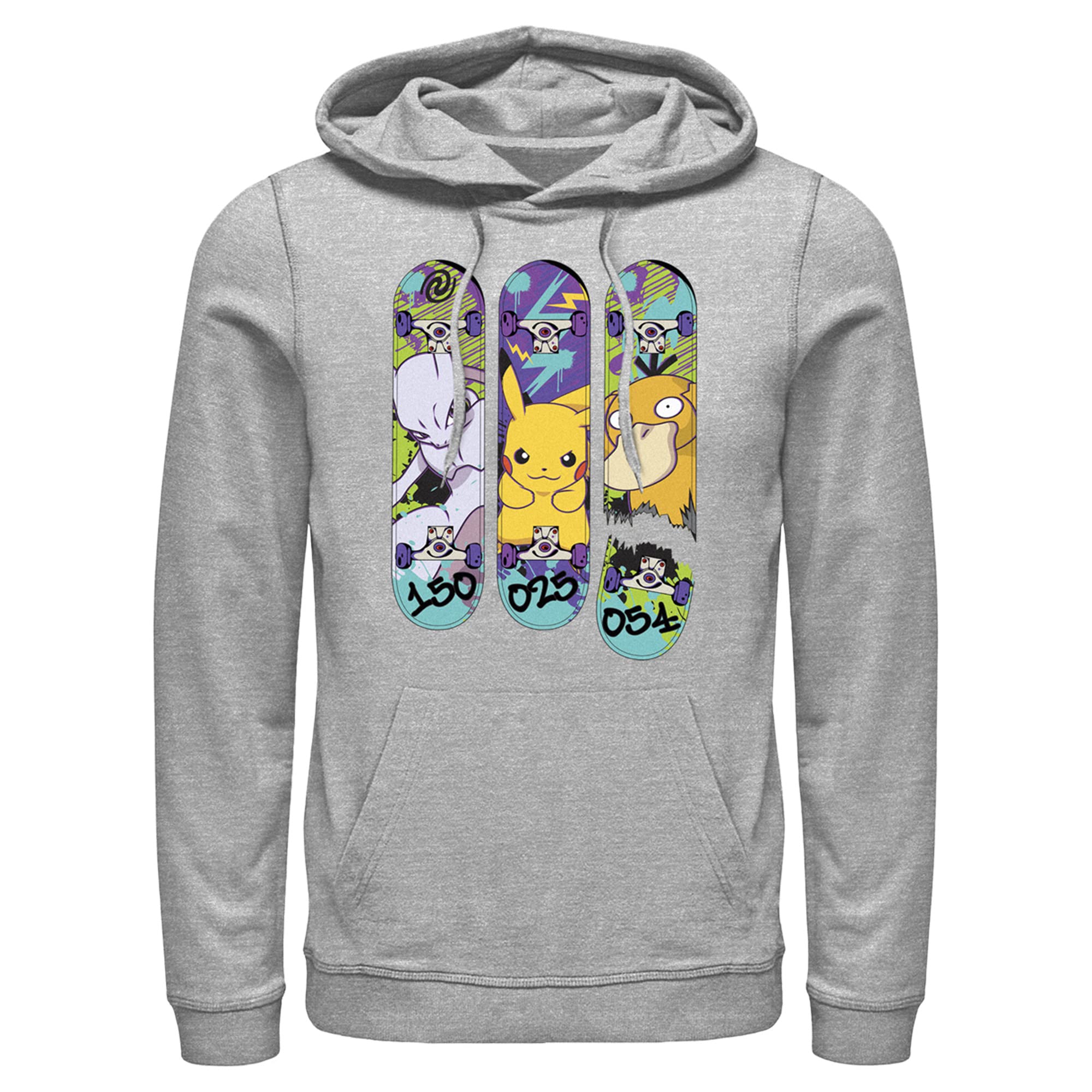 Fifth Sun Men's Pokemon Mewtwo, Pikachu, and Psyduck Skateboard Decks Pull Over Hoodie