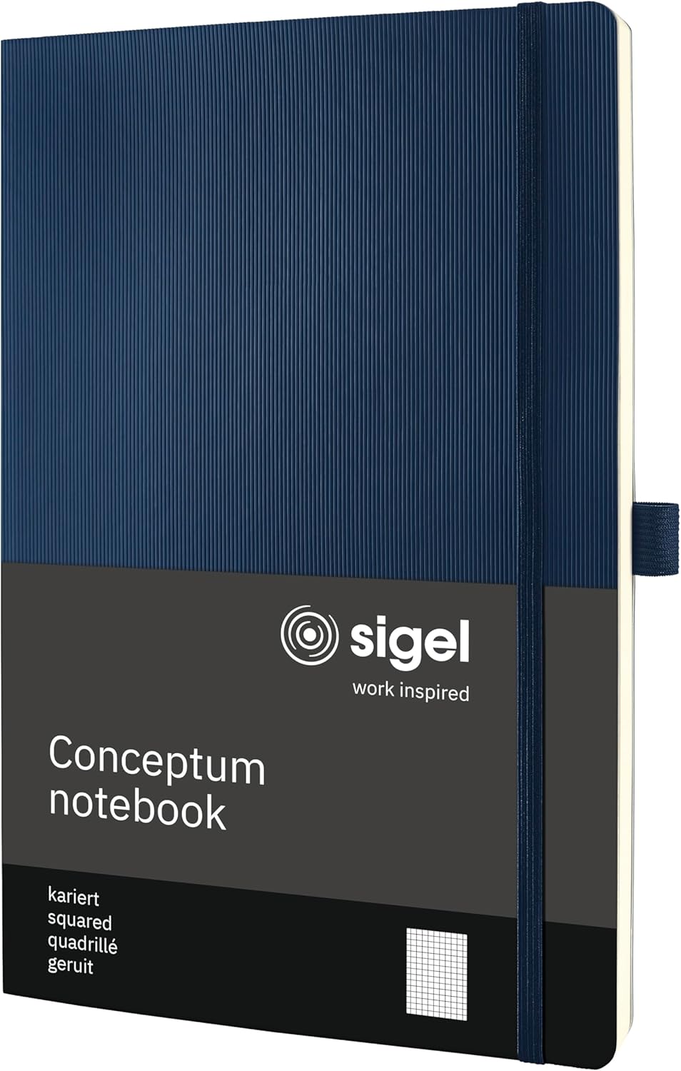 Sigel CO316, CONCEPTUM Notebook, approx. A4 (7.4 x 10.6 in.), squared, softcover, midnight blue, with numerous feautures