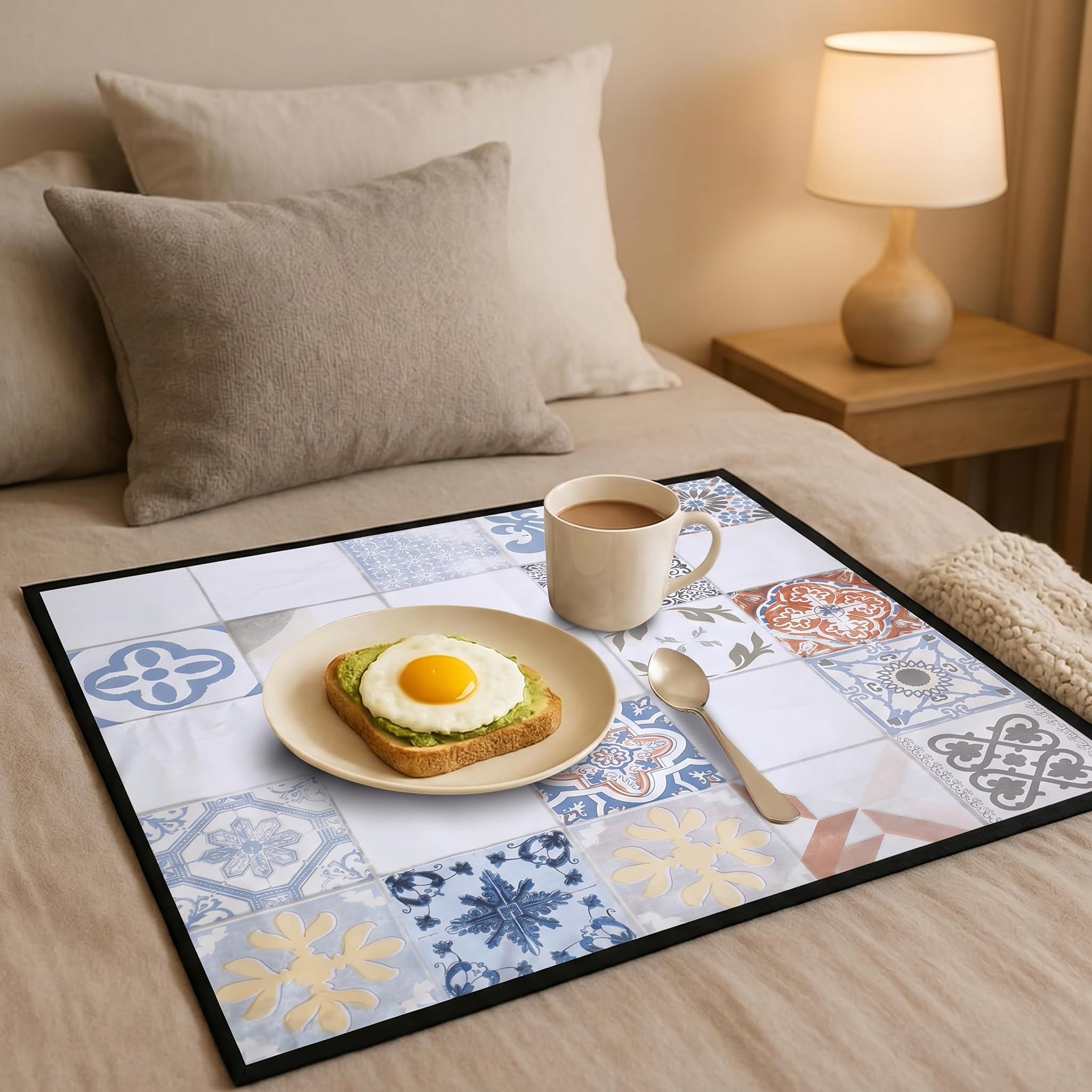 Star Weaves Waterproof Bed Server/Food Mat/Bedsheet Protector/Reversible in 3 Layered Heavy Material(Colour and Print Might Vary According to Availability)/ Bed Server mat Reversible/Place Mat-image-11