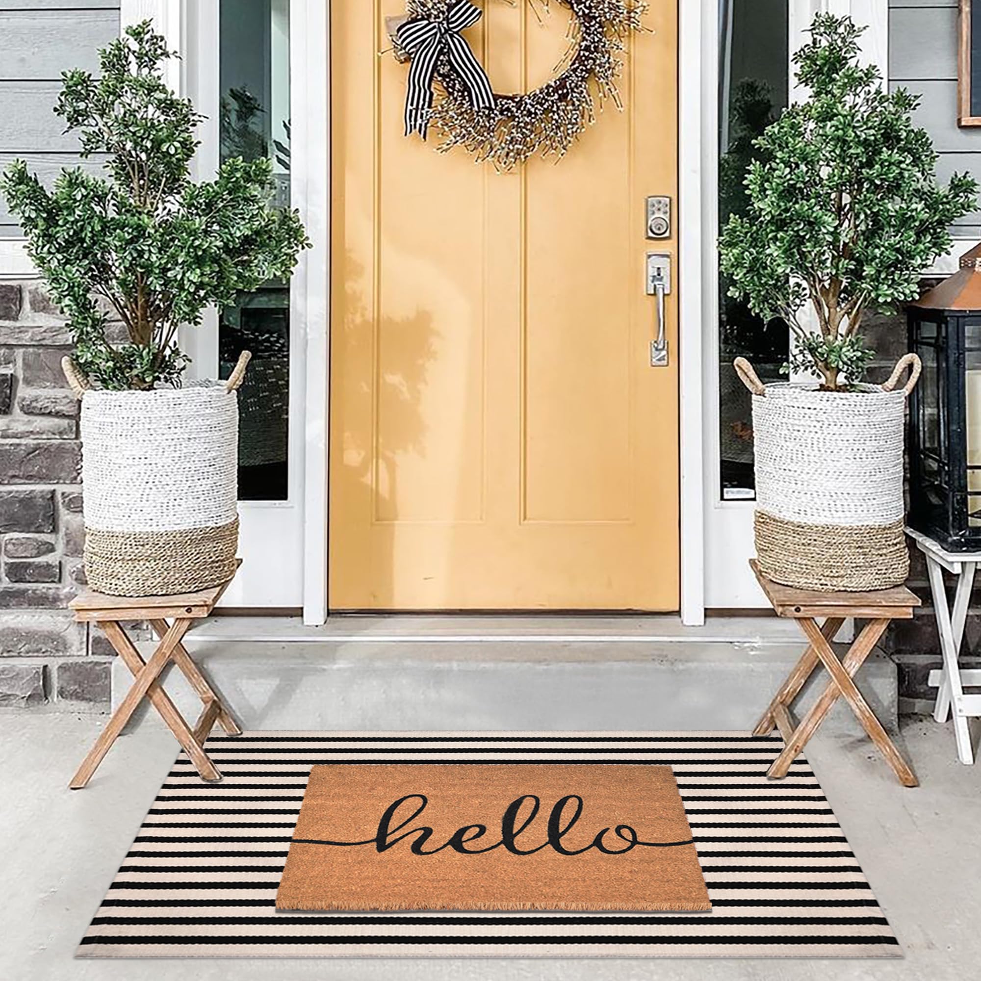Amazon.com: Fallovea Front Door Mat Combo Set, Hello 100% Coco