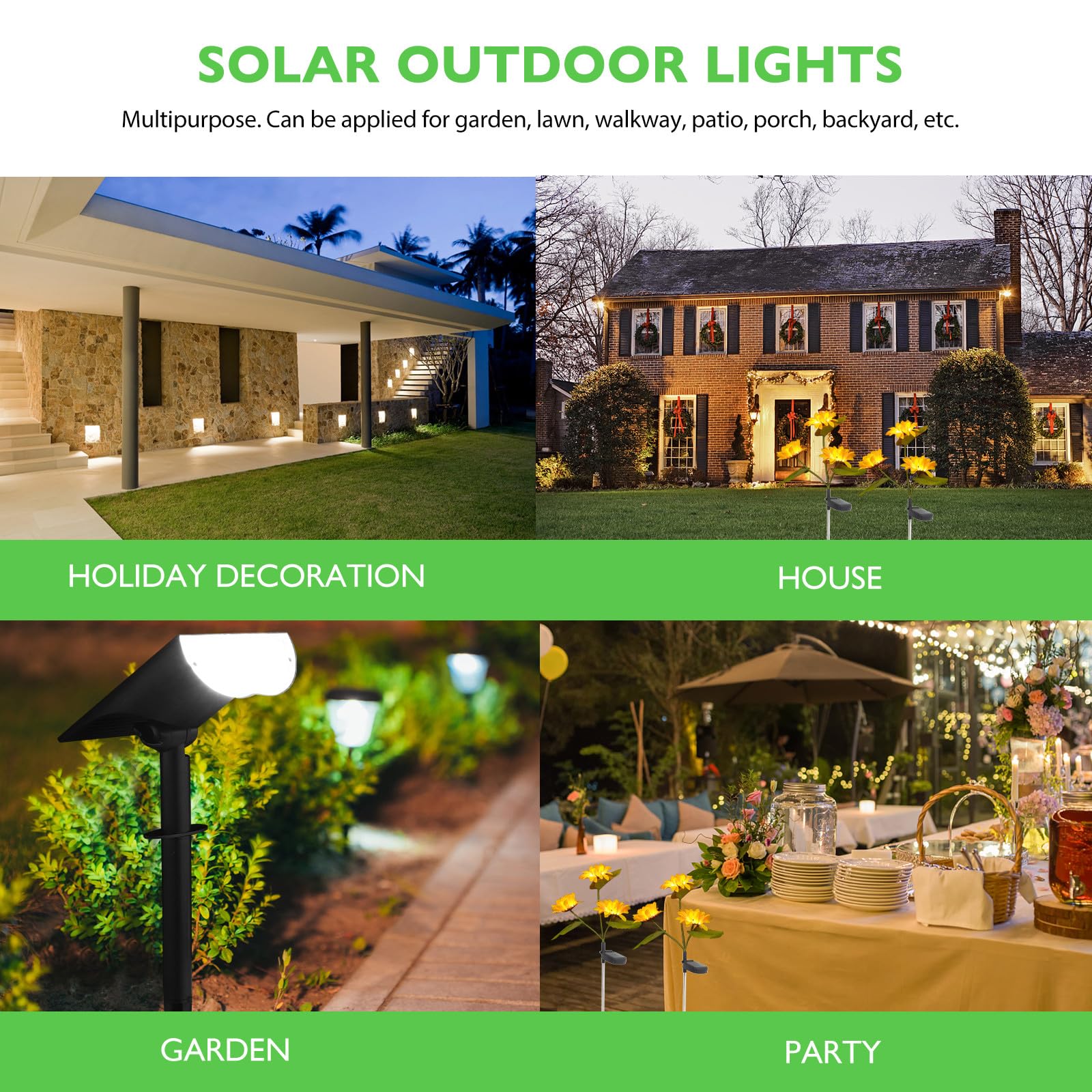 GALPADA Faretti Solari da Esterno LED Impermeabili 5032 Alta Luminosità 5 Funzioni, Luci Solari da Giardino per Patio, Prato e Cortile, Illuminazione Solare per Esterni Resistente
