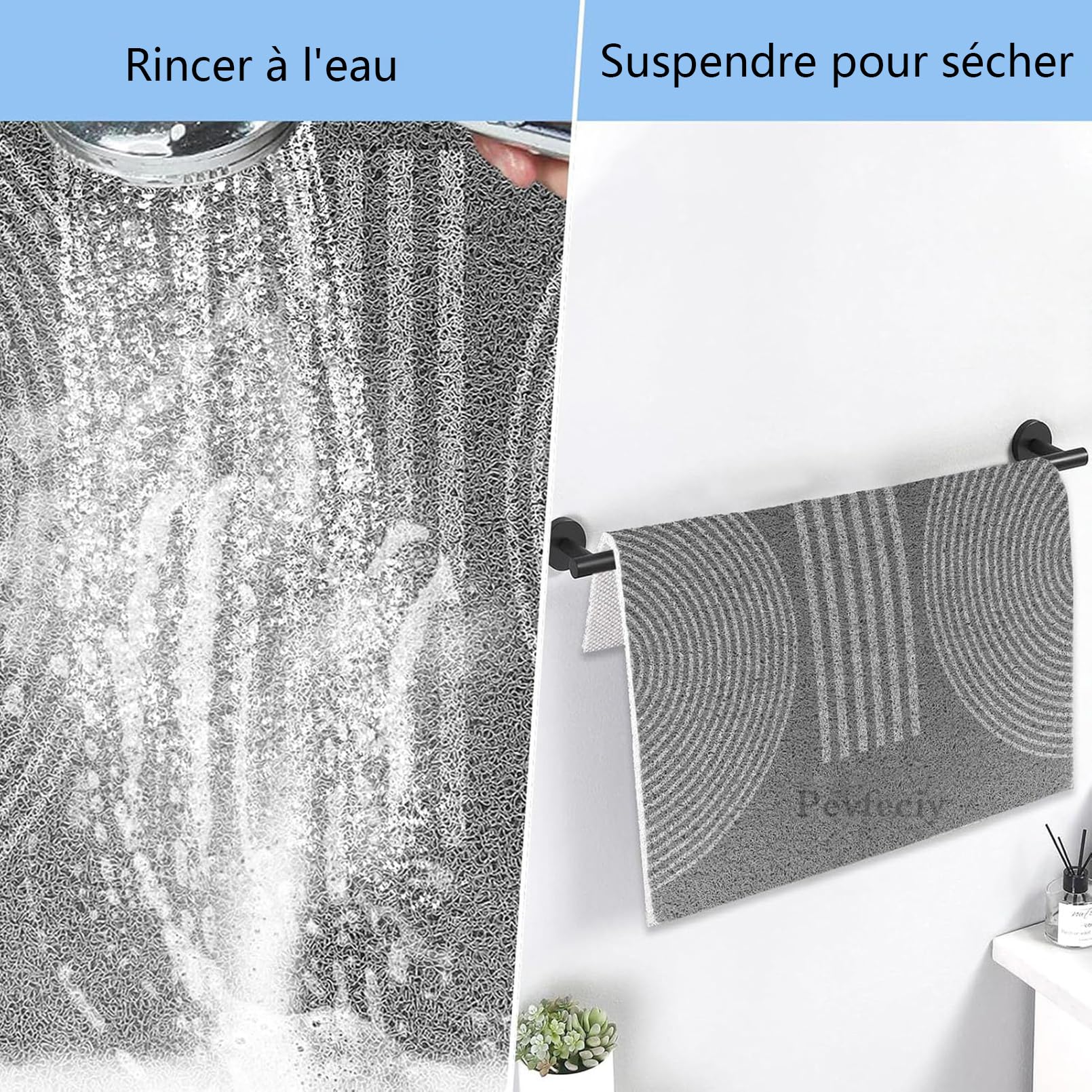 Pedana doccia antiscivolo 90x140 Modello bagno Tappeto doccia antiscivolo Morbido e confortevole PVC Adatto bagni moderni, Alta permeabilità all'acqu
