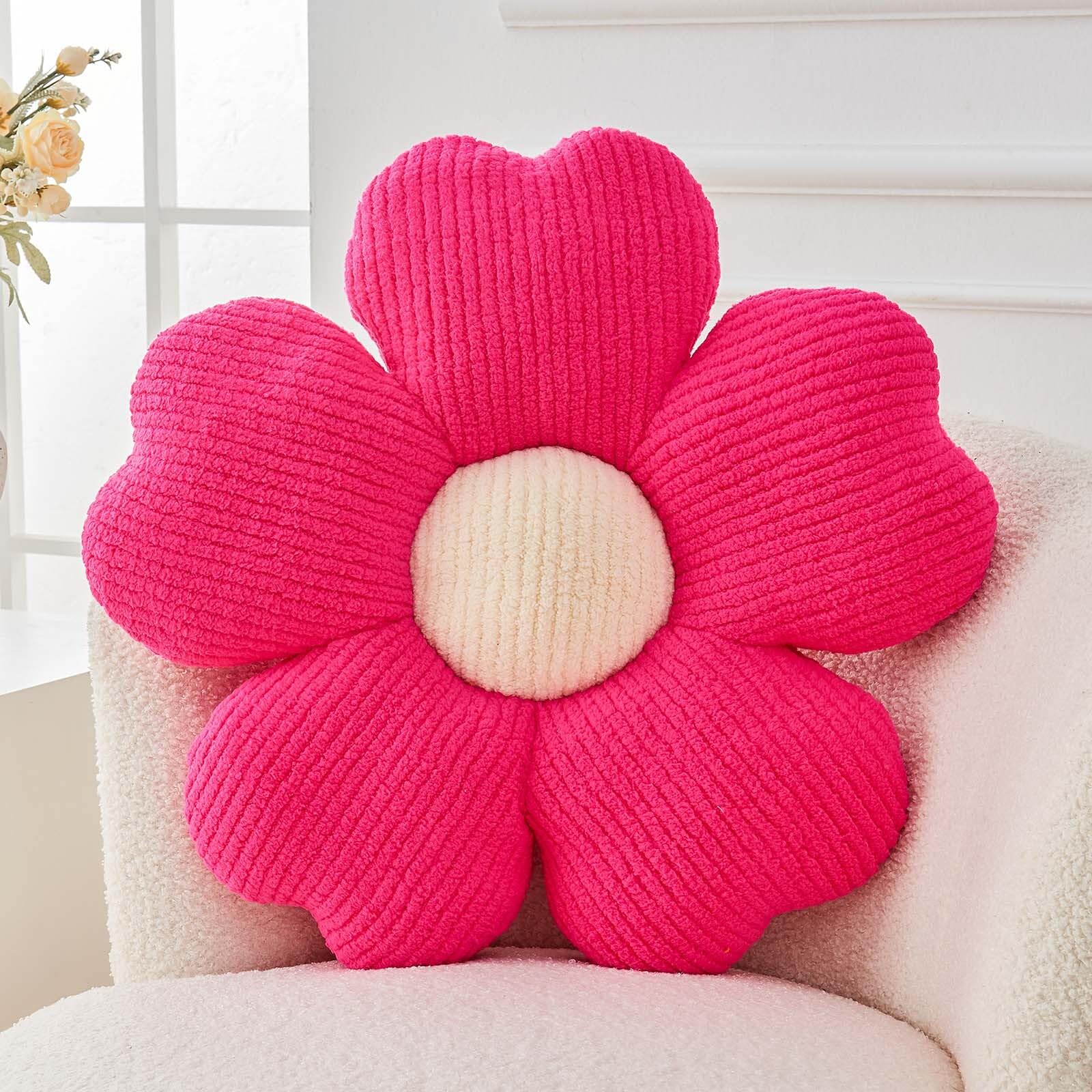Kcvvcr Flower Throw Pillow Cute Flower Shaped Pillow Decorative Throw Pillow for Bed Couch Soft Daisy Pillows Floor
