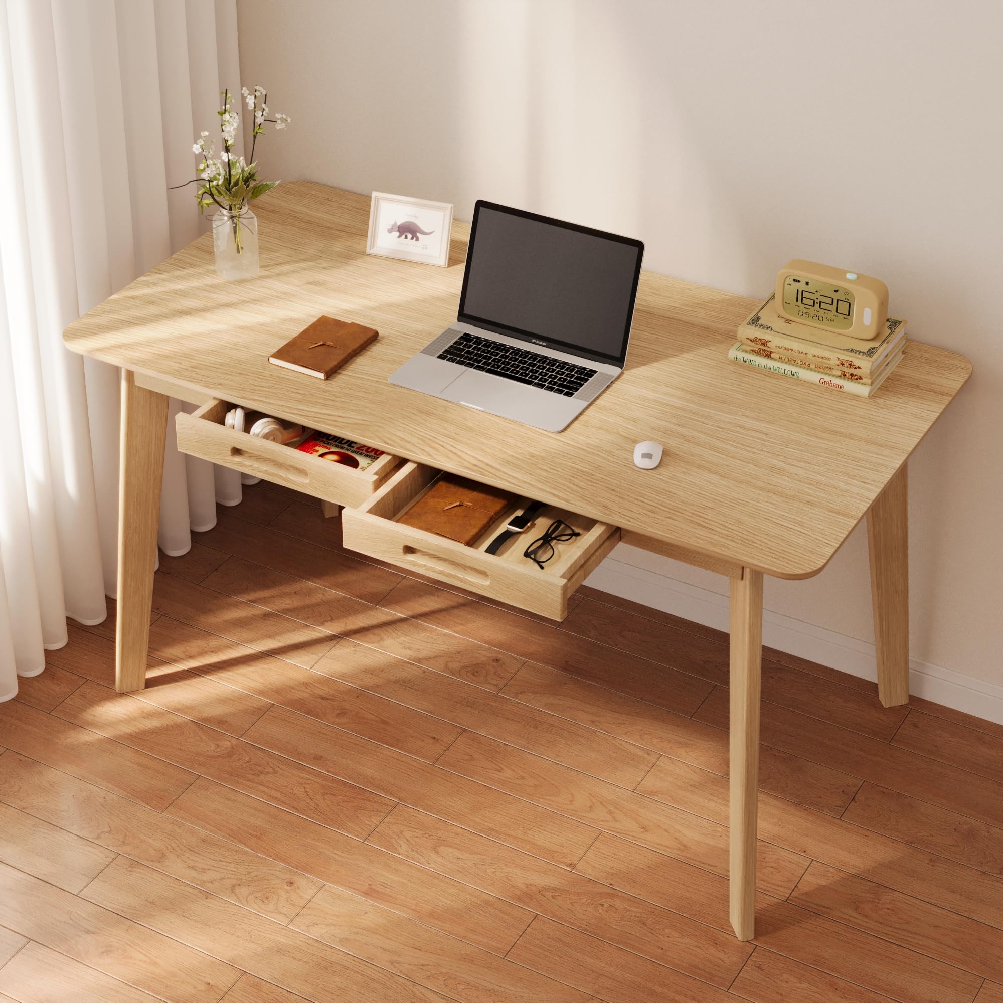 LEPTIS MAGNA Computer Desk for Student and work- Desk with Drawers - Modern Computer Desks - Home Office Desk with Drawers for Bedroom, Office,desks (wood, 100 cm)