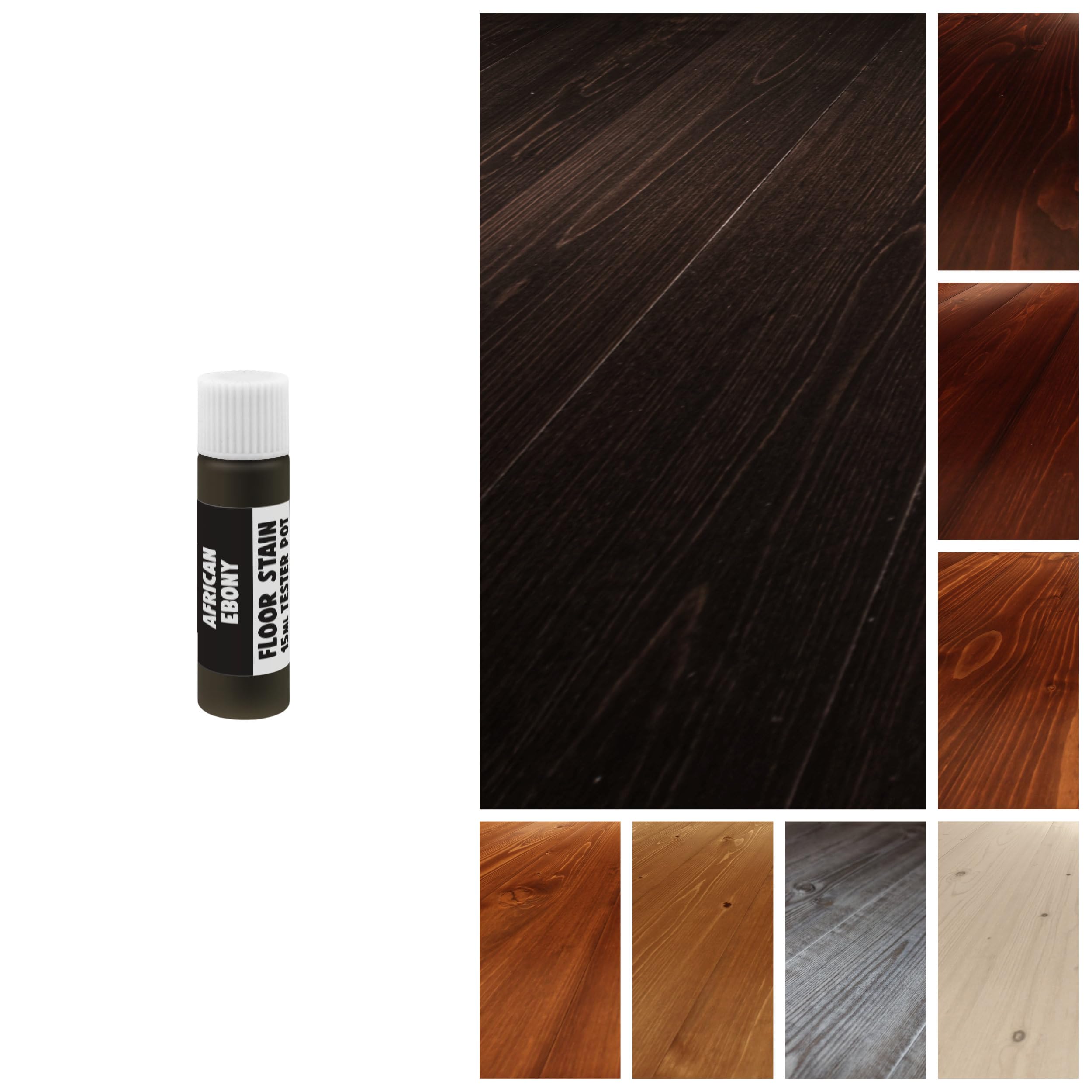 Littlefair's African Ebony Wood Floor Stain Water-Based (African Ebony) - Quick Drying, Non-Toxic, Eco-Friendly & Low Odour - 15Ml Tester Pot