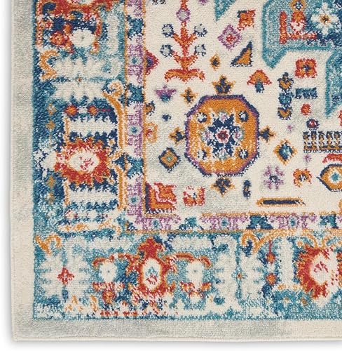 Miniatura 5 de Nourison Alfombra Passion Bohemian IvoryMulti de 8 x 10 pies, fácil de limpiar, no se desprende, para dormitorio, sala de estar, comedor, cocina (8