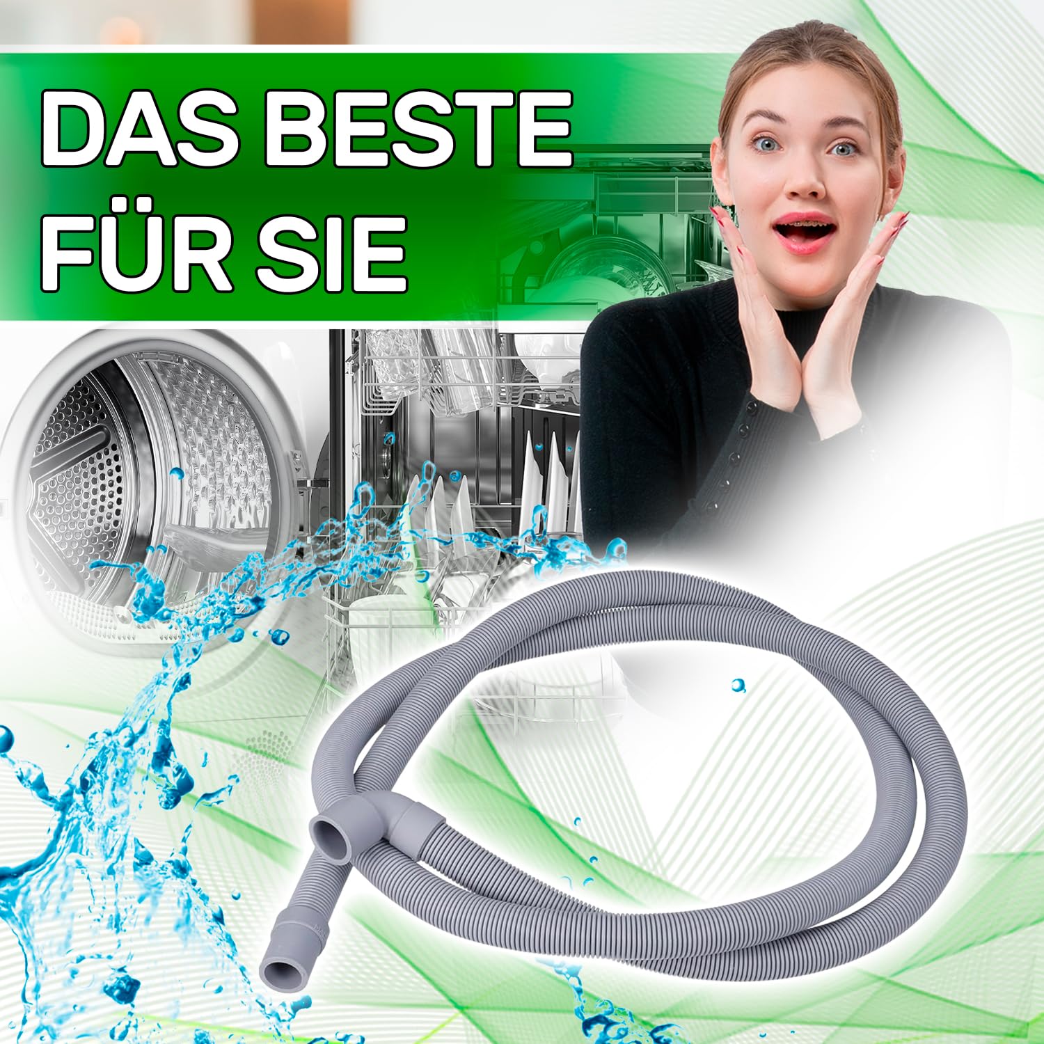 Desague wąż do pralki i zmywarki 2 m Ø19/22 mm oryginalny kod 1118270006 1118270030 8996461308406 C00318230 481953028847 dla AEG dla Indesit do Whirllbasen - 5 lat - ONIX TECH