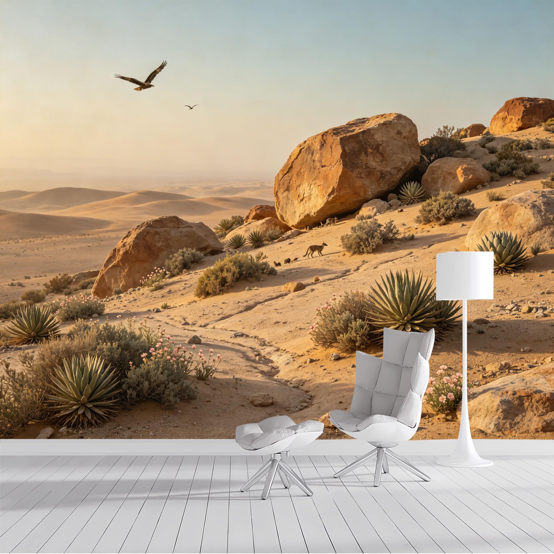 Custom Size Wall Mural Desert Landscape Eagle Sky Animals SelfAdhesive Wall Fabric Removable Peel and Stick Wallpaper Wall Decor for Living Room Bedroom Bathroom