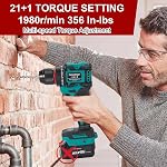 40 Forage sans fil Nm pour Makita 18 V Batterie, 10 mm Drill sans clé, 21+1 Réglages du couple, 1980 - Oui. LED lampe