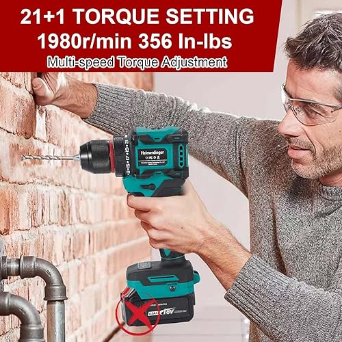 Miniatura 9 de Taladro de impacto inalámbrico de 18 V para batería Makita (no incluida), taladro de impacto 3 en 1 sin escobillas, portabrocas sin llave de 12