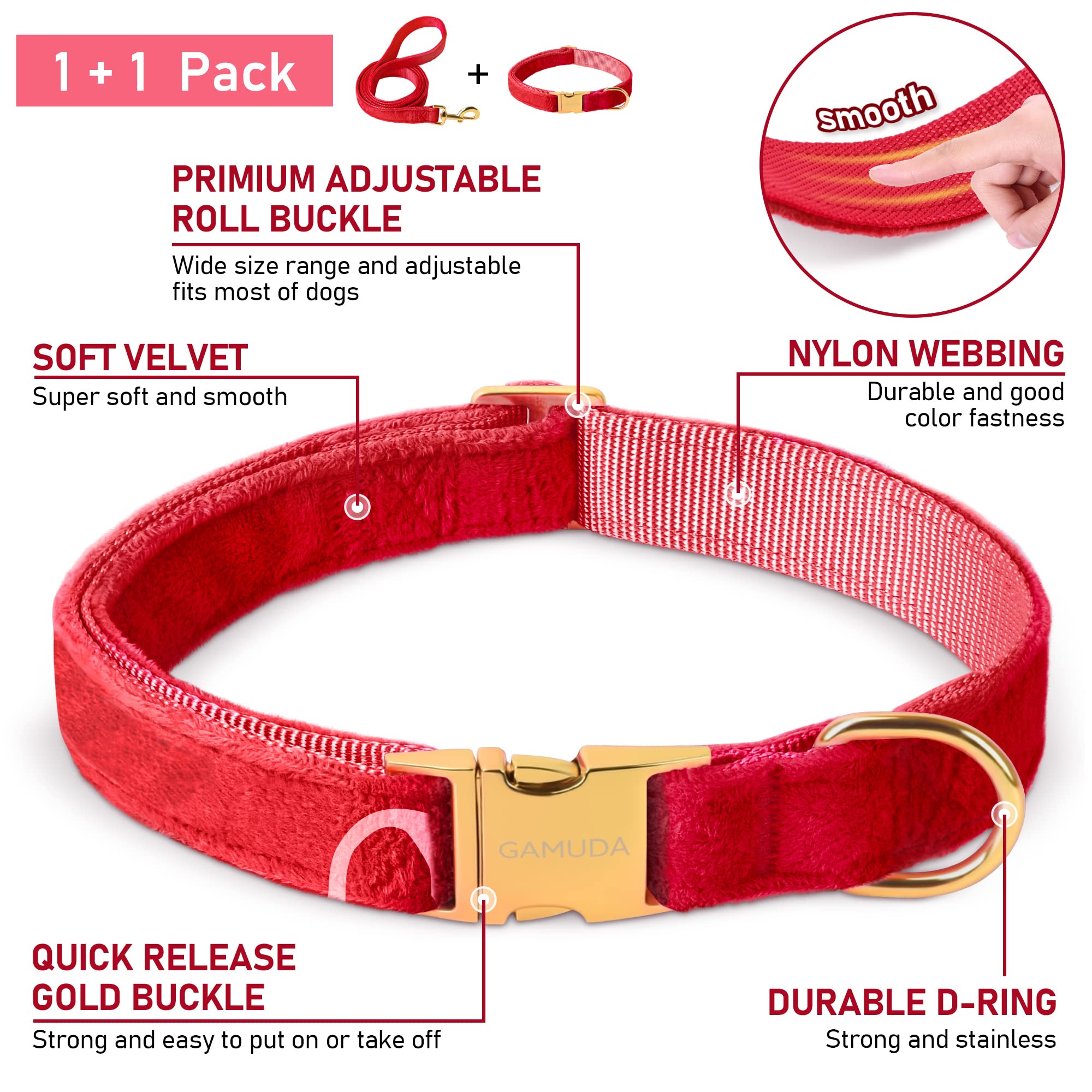Collar Y Correa De Cáñamo Y Terciopelo Para Perro (EveryBreed) – Suave, Ecológico Y Elegante