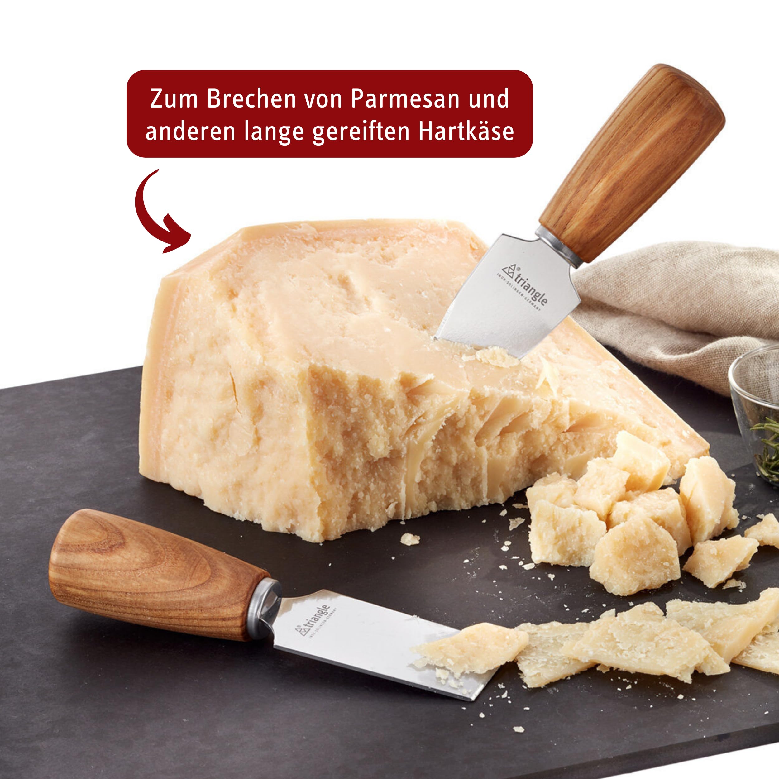triangle Parmesanmesser-Set Soul, 2-tlg. - Made in Germany | Käsemesser aus FSC-zertifizierter Esche mit Edelstahlklinge - spitze und gerade Klinge im Set