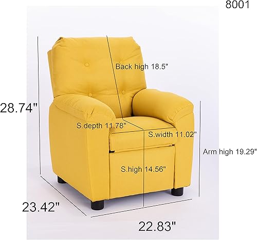 Miniatura 2 de ICE ARMOR 99-8001YE - Sofá reclinable con respaldo copetudo para niños, con reposabrazos y reposapiés en acabado amarillo