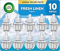 Air Wick Fresh Linen Scented Oil Refills 10ct Mega Pack - Essential Oils Plug-In Air Freshener, Up to 600 Days Fragrance