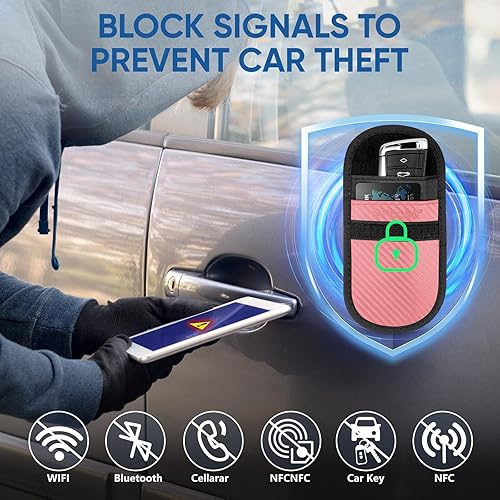 Vista 132 de TICONN Faraday - 2 bolsas para llavero, protector de jaula Faraday de 3.5 x 5.0 pulgadas, bloqueo de señal RFID para automóvil, bolsa antirrobo Negro