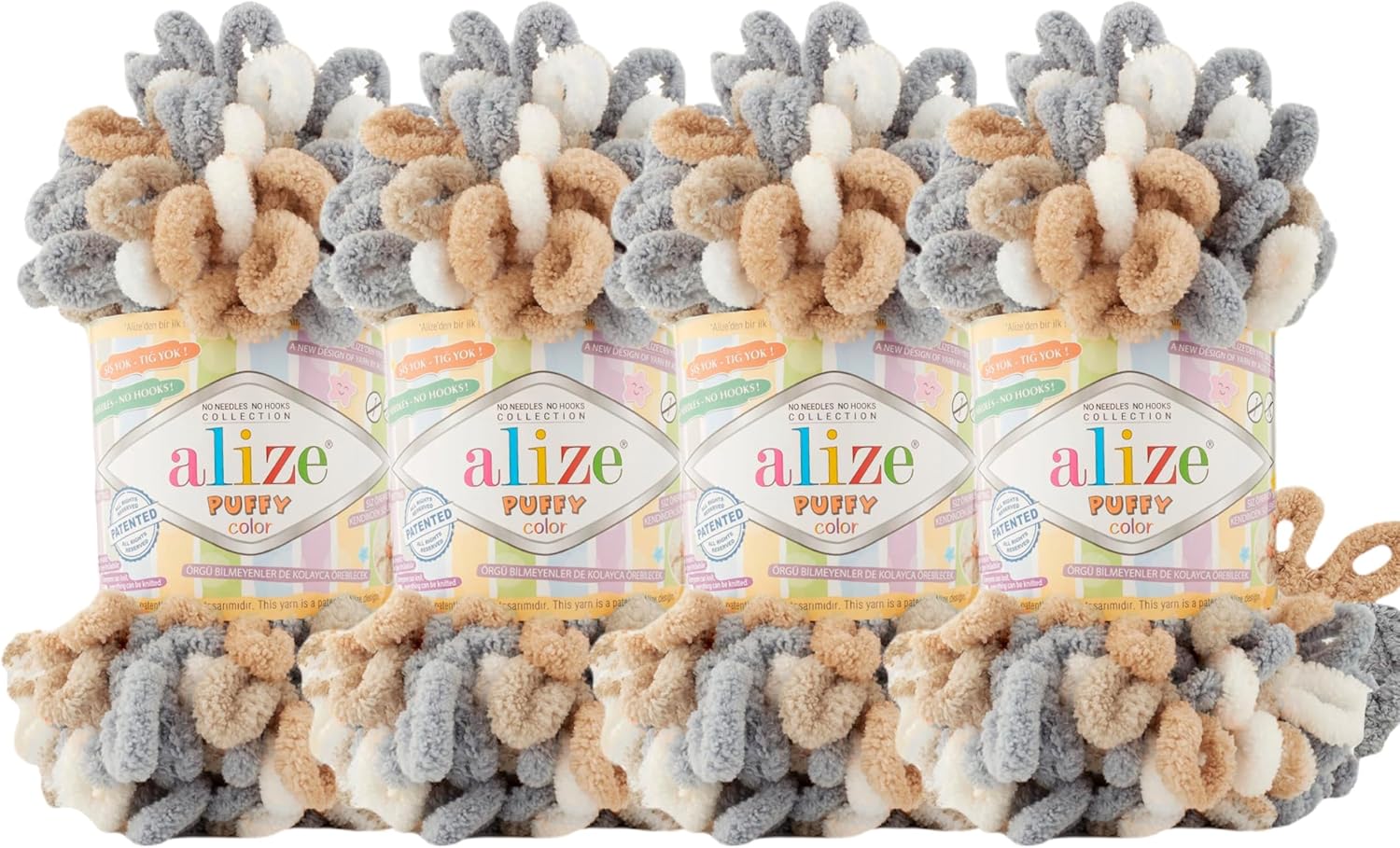 Alize Puffy Color Baby Blanket Yarn Lot of 4skn 400gr 39.3 yds 100% Micropolyester Soft Yarn Hand Knitting Yarn (6395)