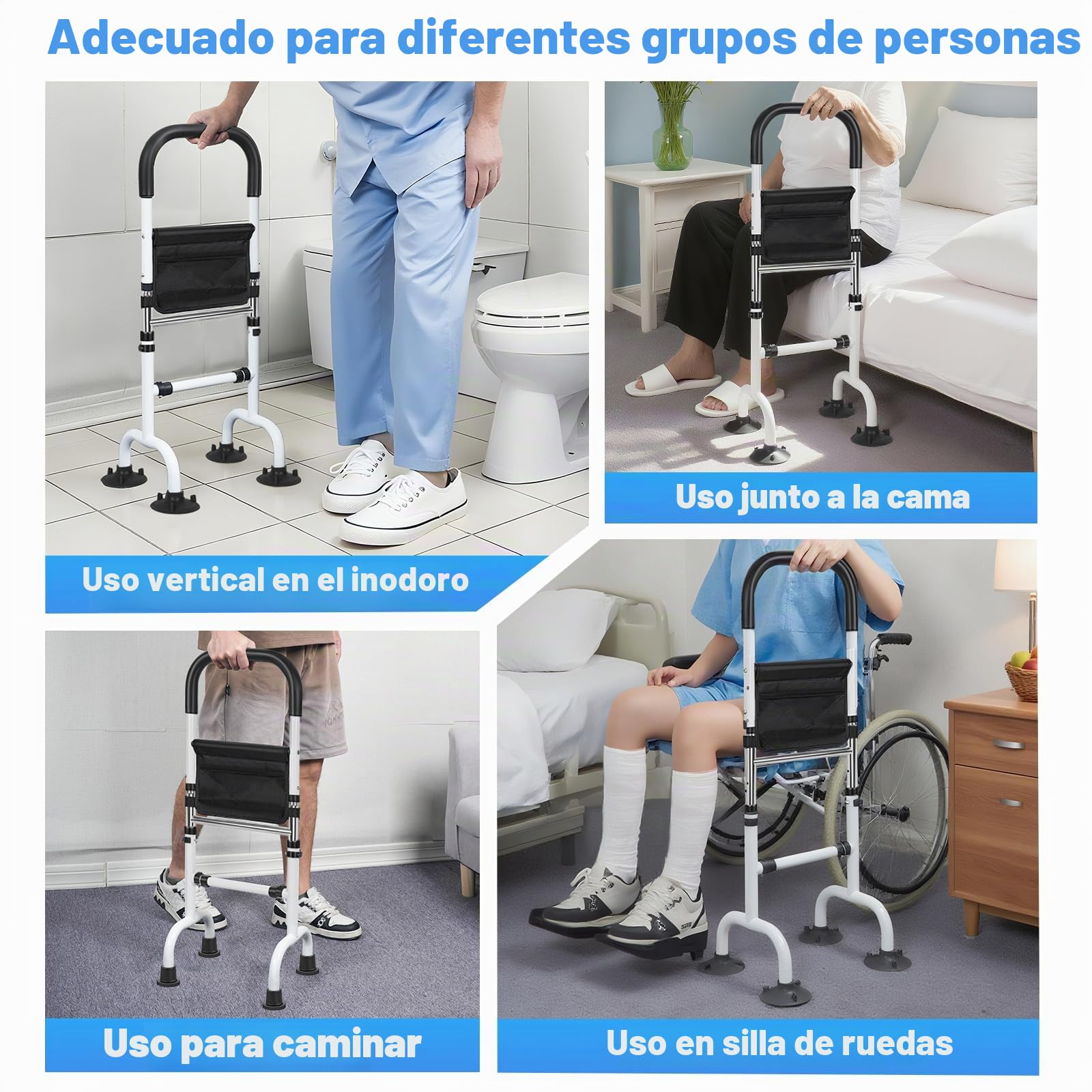 AKOZLIN Ayuda para levantarse para personas mayores, altura regulable, soporta hasta 136 kg | Soporte móvil para levantarse y sentarse, ayuda para levantarse de la cama, adecuado para personas mayores y discapacitadas