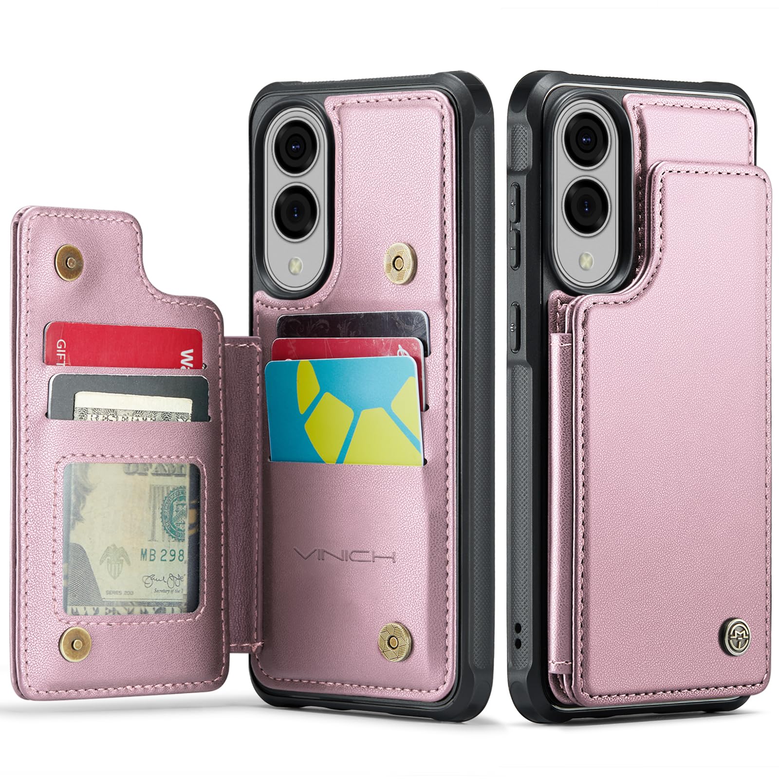 Vinich for Samsung Galaxy S25 Edge Wallet Case with Card Holder, RFID Blocking Credit Slots Kickstand Shockproof Phone Cover Fit for Galaxy S25 Edge