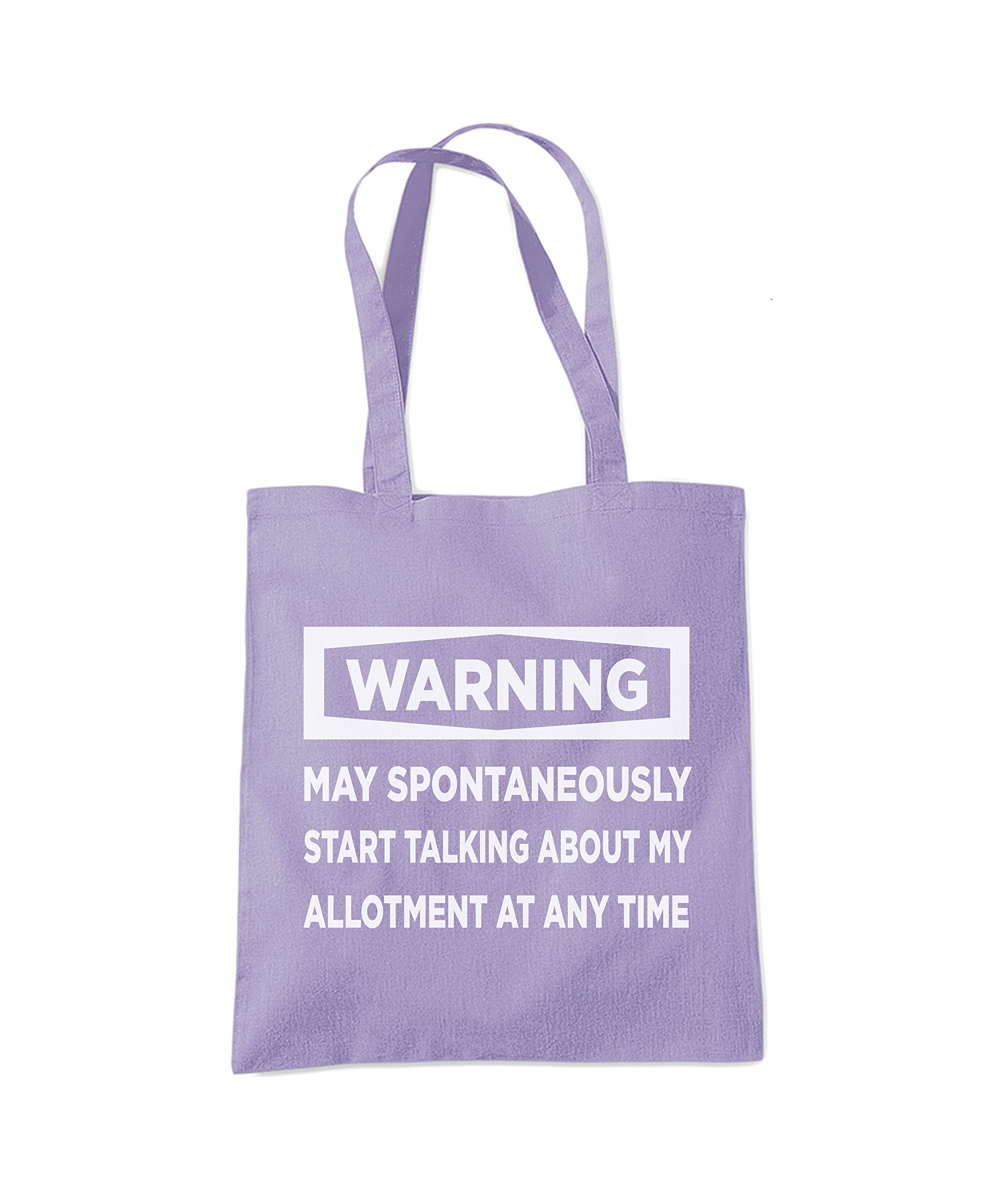 Hotscamp Women's Lavender Purple Warning May Start Talking About My Allotment - Tote Shopping Bag - Funny Allotment Gardening One Size