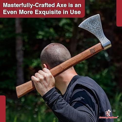 Miniatura 3 de Armor y Replicas Herleifr - Hacha de batalla vikinga medieval tradicional | Mango grabado |
