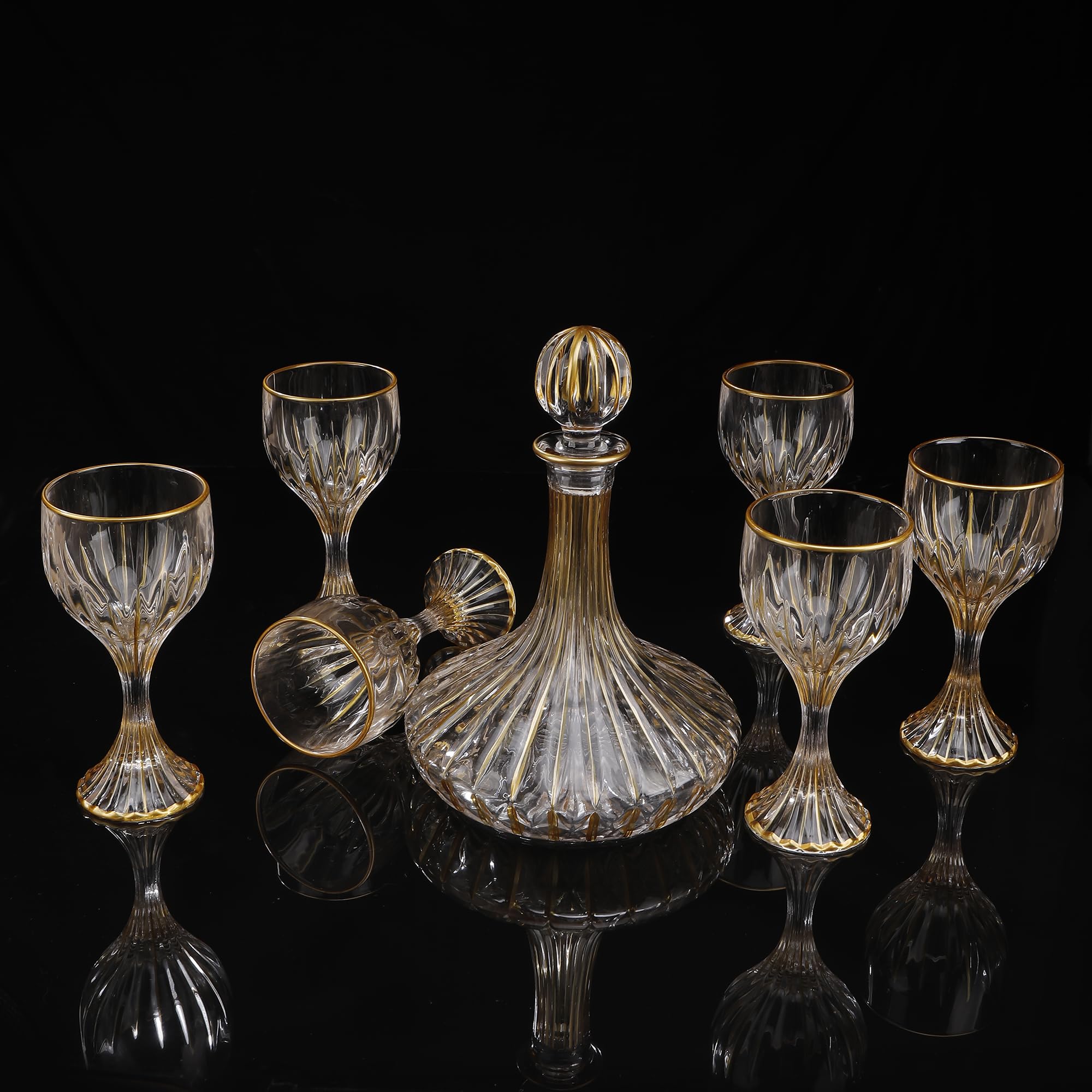 Carafe à whisky en cristal doré peinte à la main avec bouchon en verre – Verre en cristal sans plomb – 1500 ml – Carafe à liqueur élégante pour whisky, scotch, bourbon et spiritueux (carafe