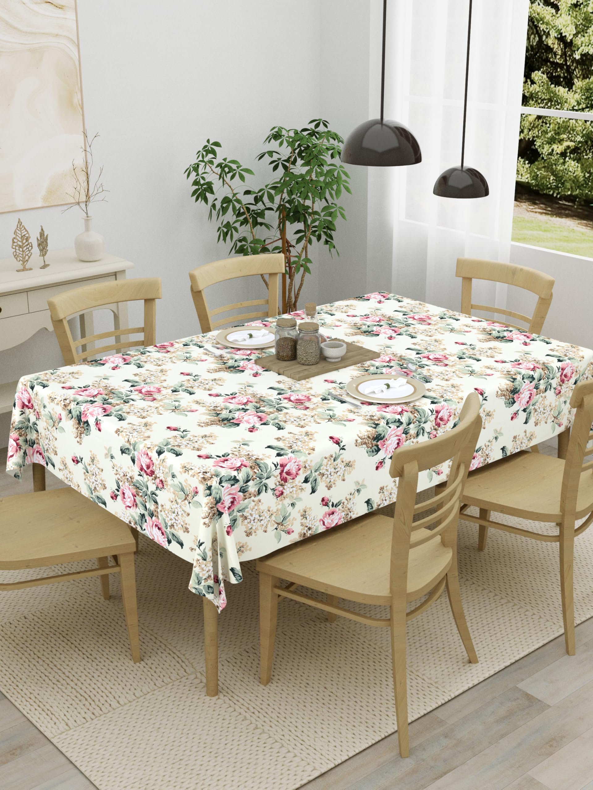 Clasiko 6 Seater 100% Cotton Table Cloth; 60x90 Inches; Vivid Blossom-image-16
