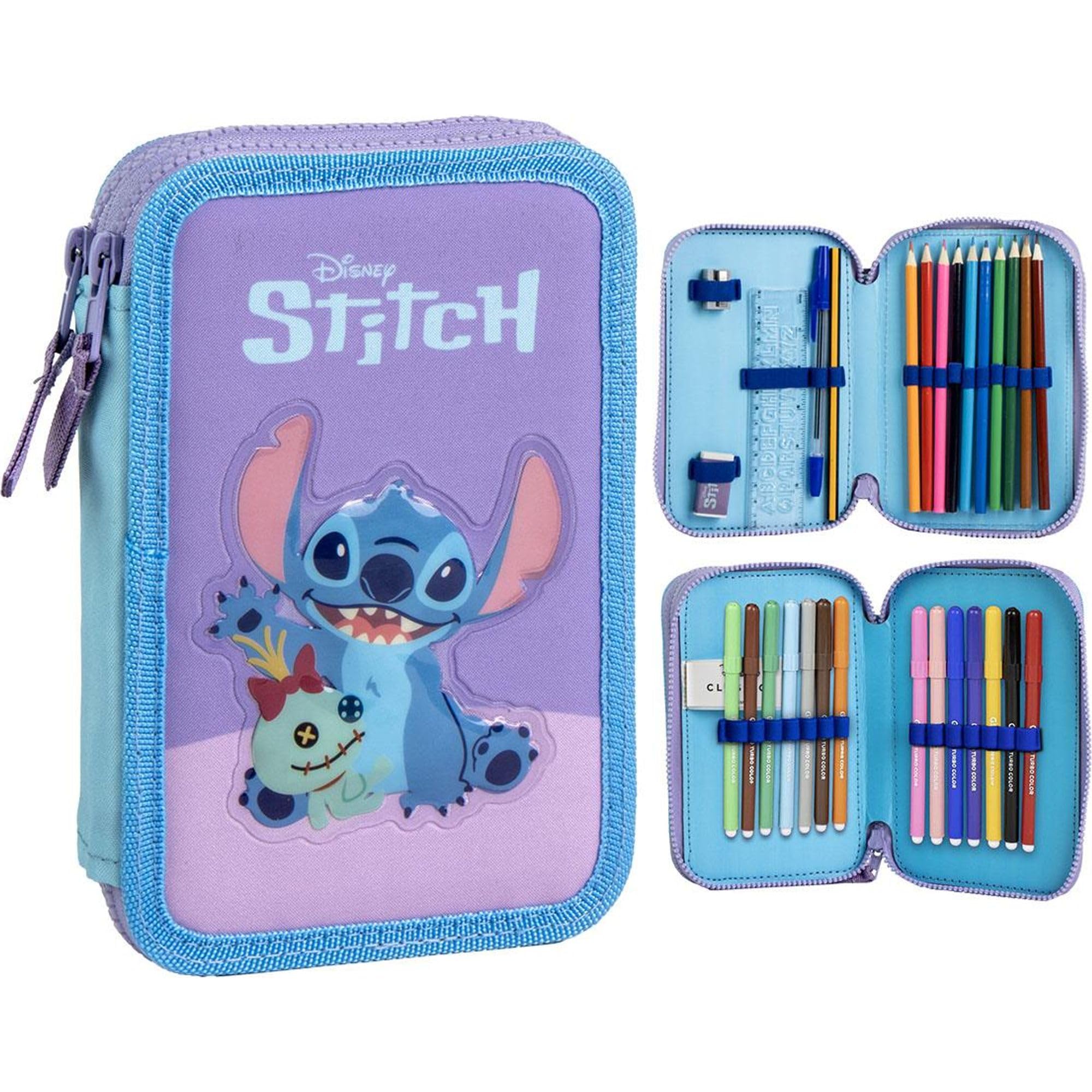 CERDÁ LIFE'S LITTLE MOMENTS Trousse à Crayons Stitch à 3 Compartiments Lilas 12 5 X 6 5 X 19 5 Cm Fermeture Glissi Re Accessoires Inclus Produit Original Con U En Espagne