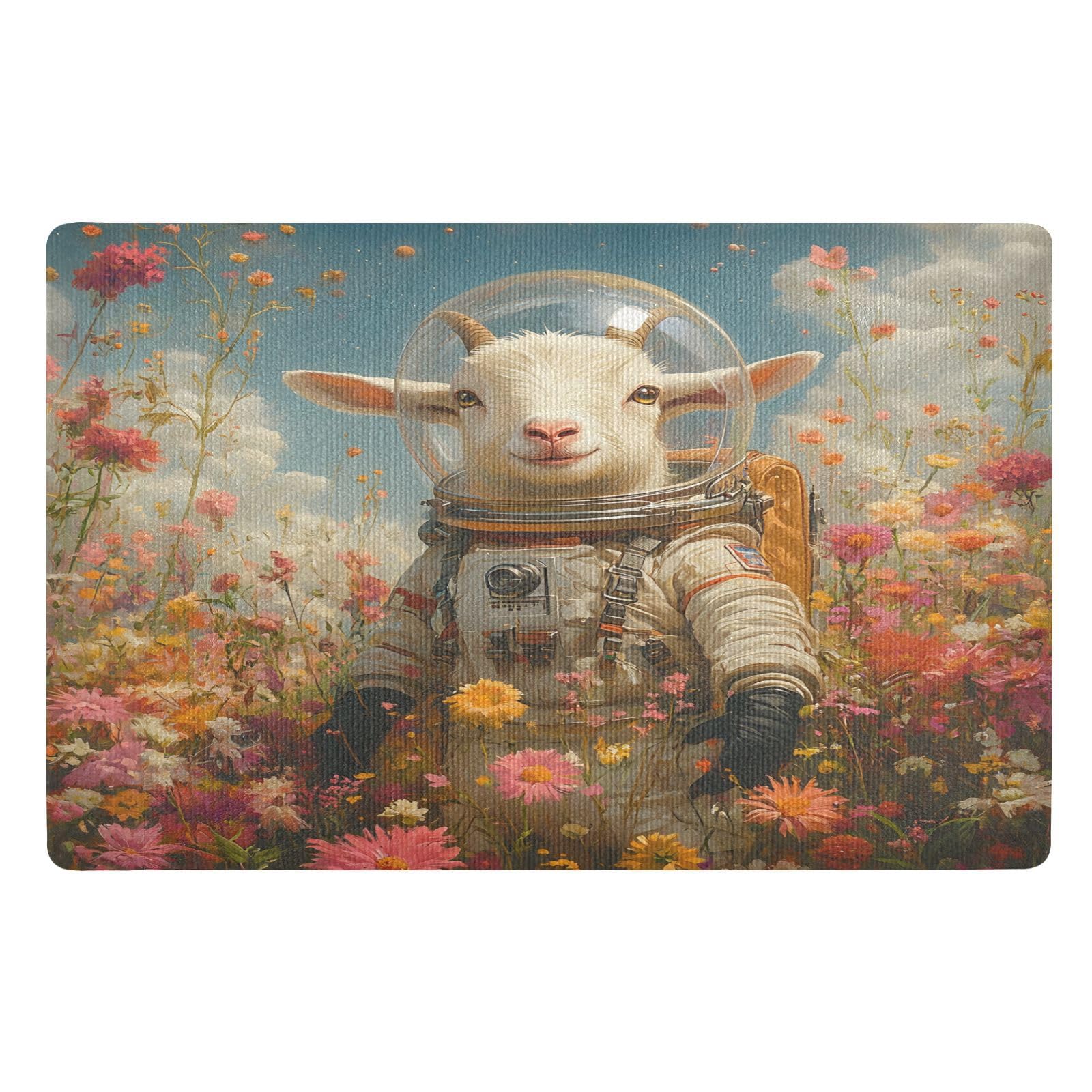 Paillasson d'intérieur lavable antidérapant absorbant fleurs 50x80cm